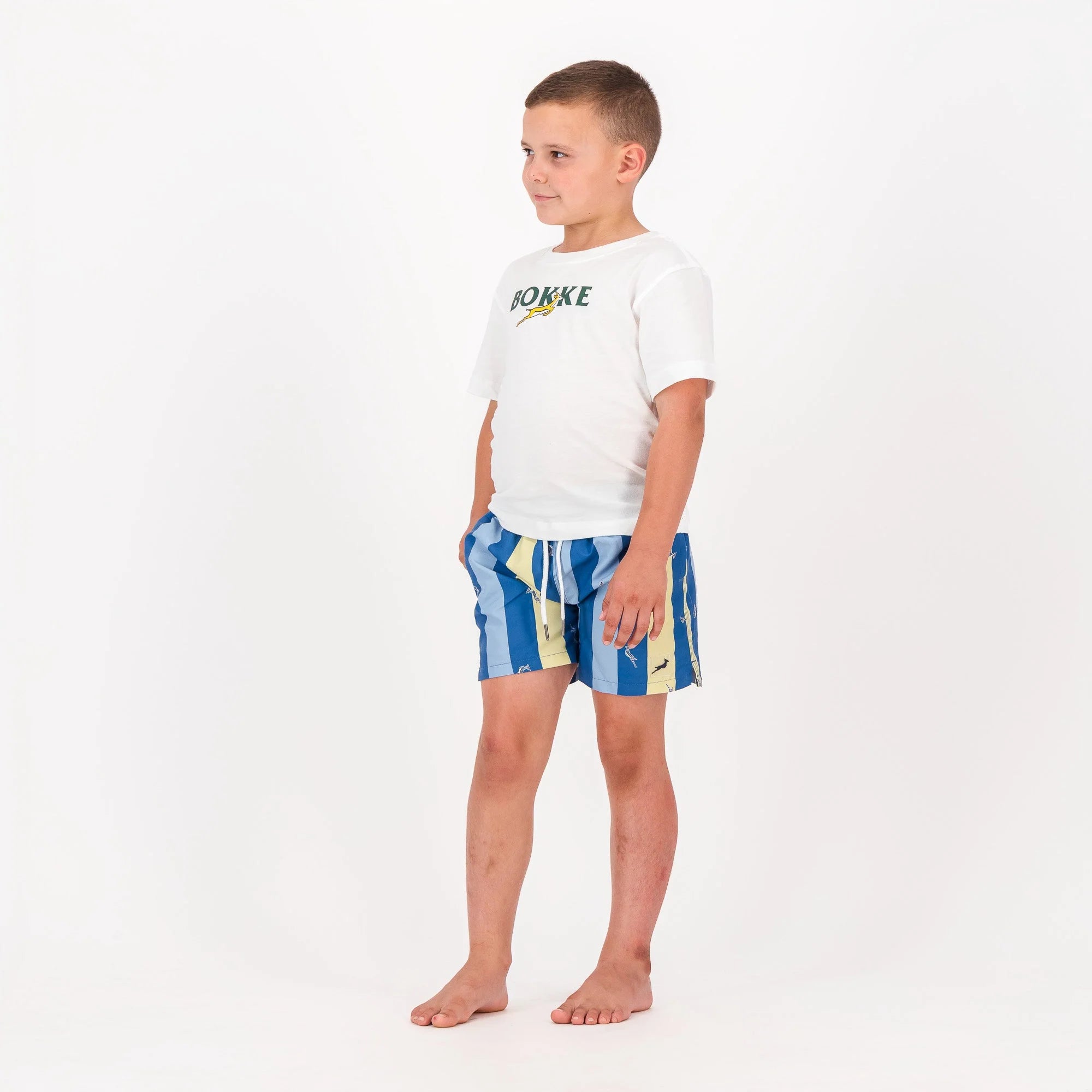 Springboks Stripe Print Kids Swim Shorts-Skyway