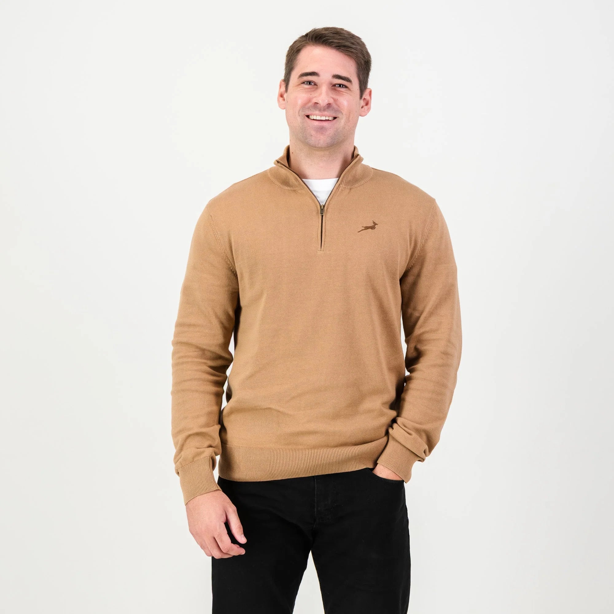 Springboks Quarter Zip Knit-Toffee
