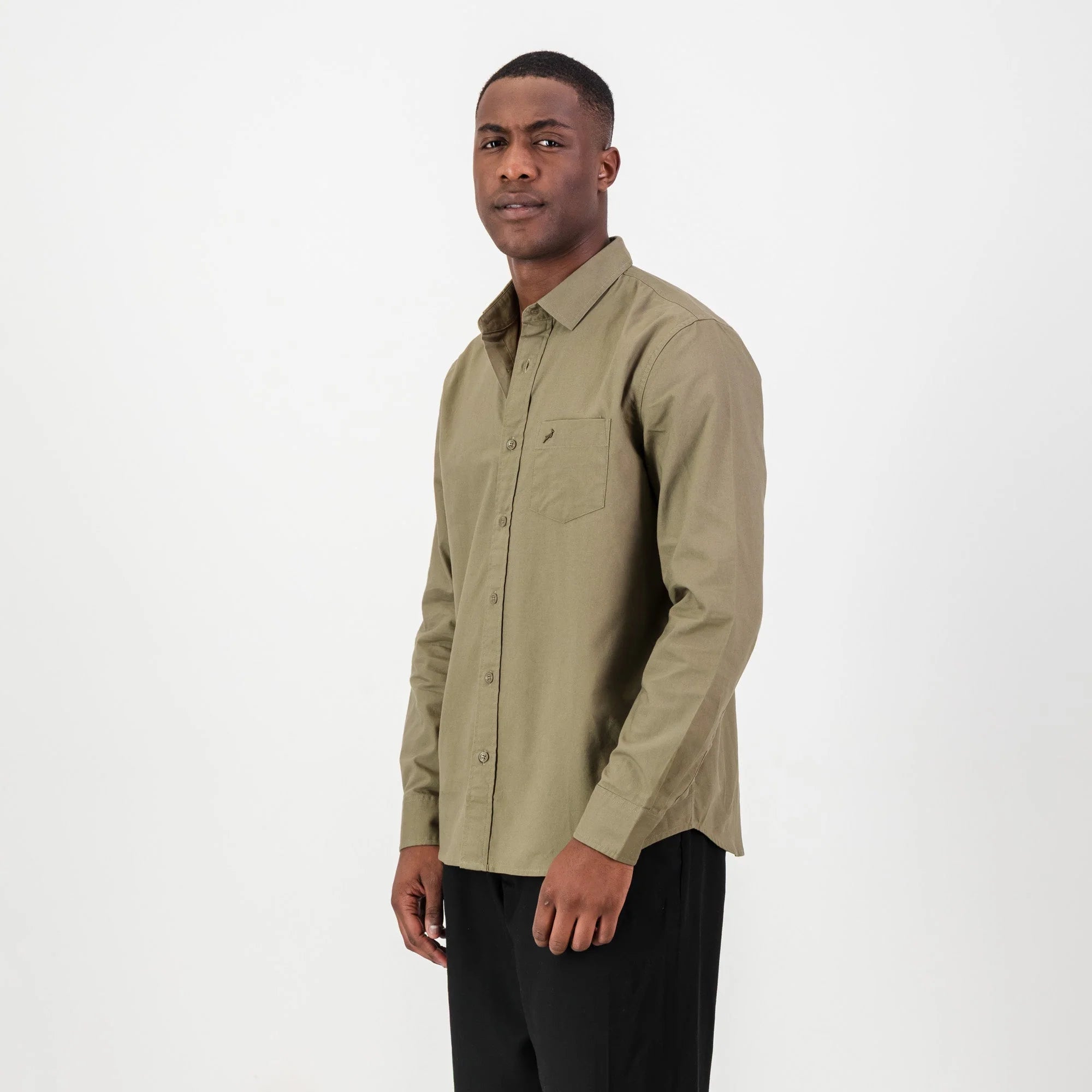 Springboks Tailored LS Oxford Shirt-Taupe