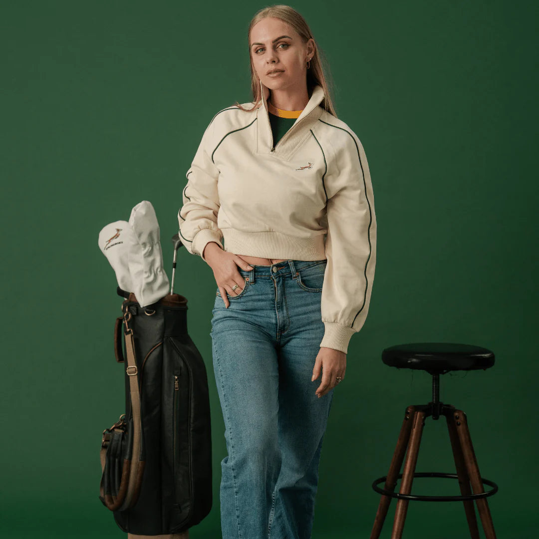 Springboks Ladies Piped Zip Through Sweat-Ivory
