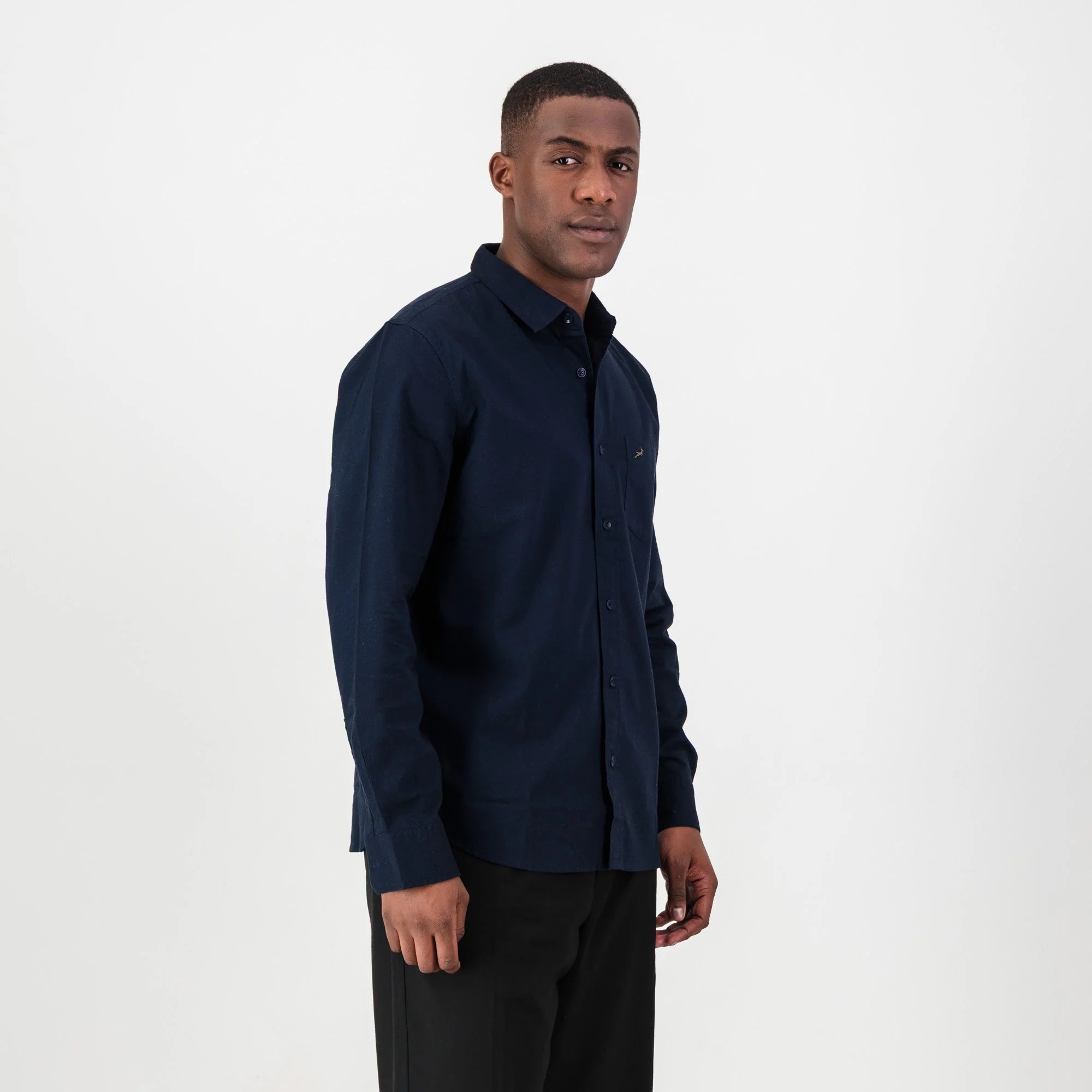 Springboks Tailored LS Oxford Shirt-Navy