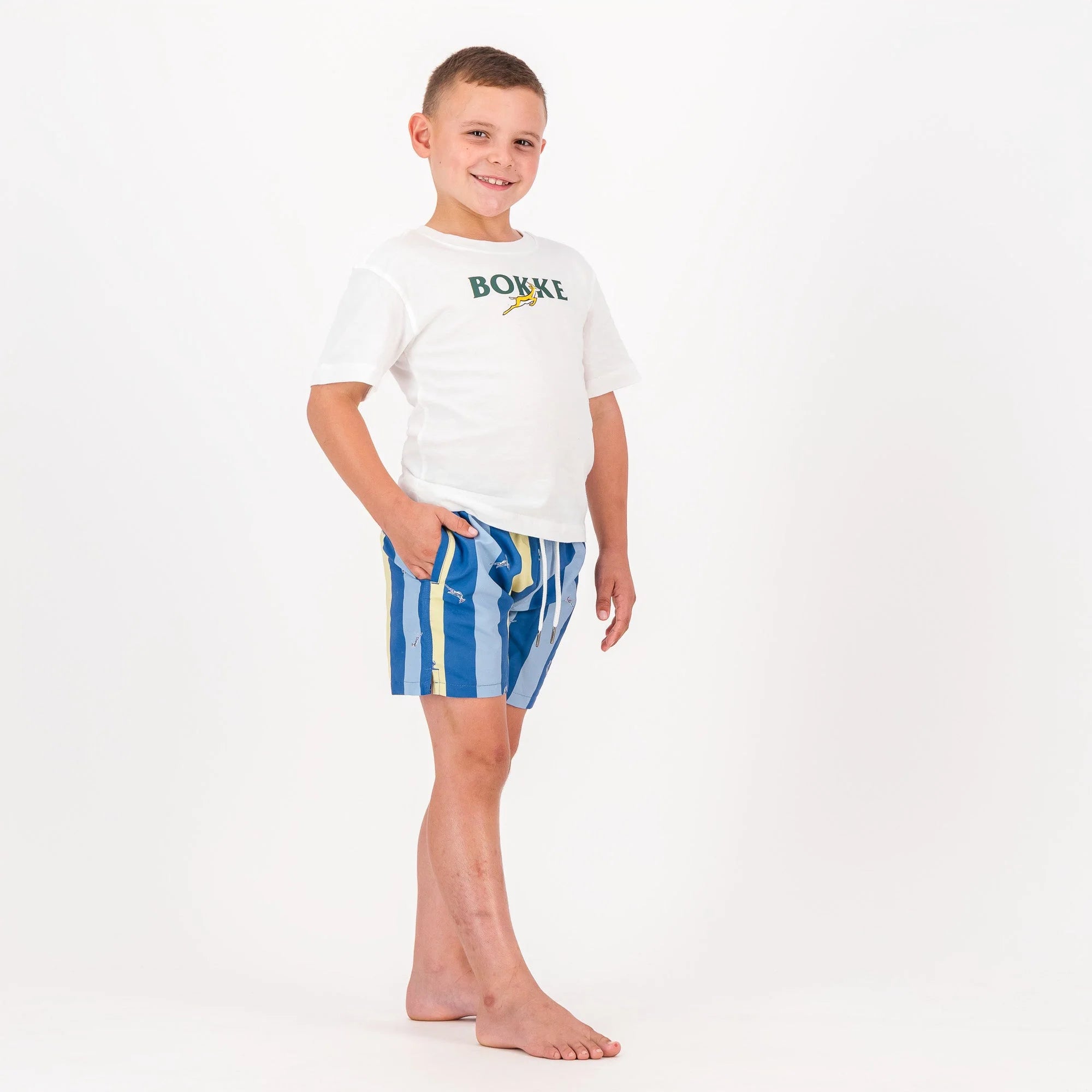 Springboks Stripe Print Kids Swim Shorts-Skyway