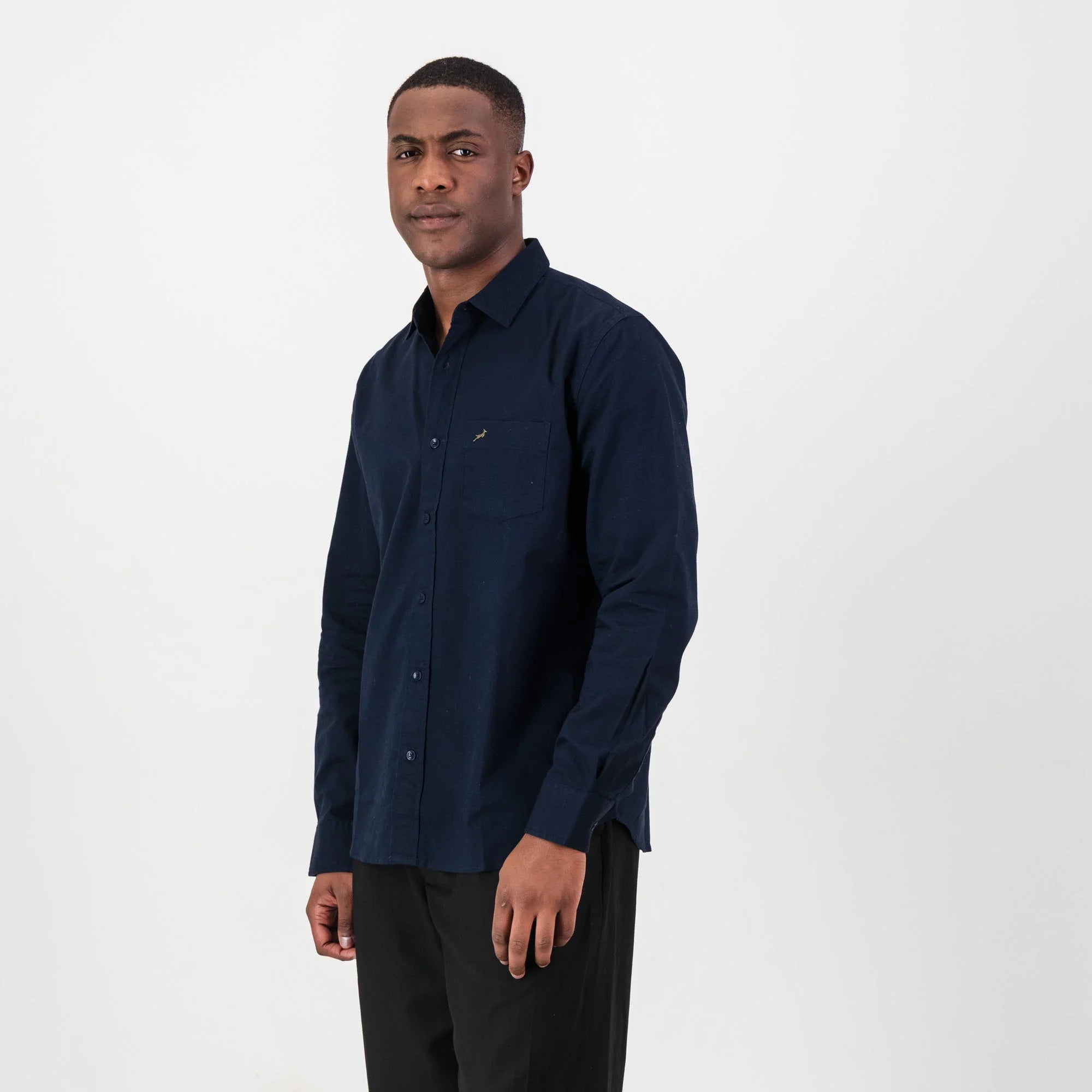 Springboks Tailored LS Oxford Shirt-Navy