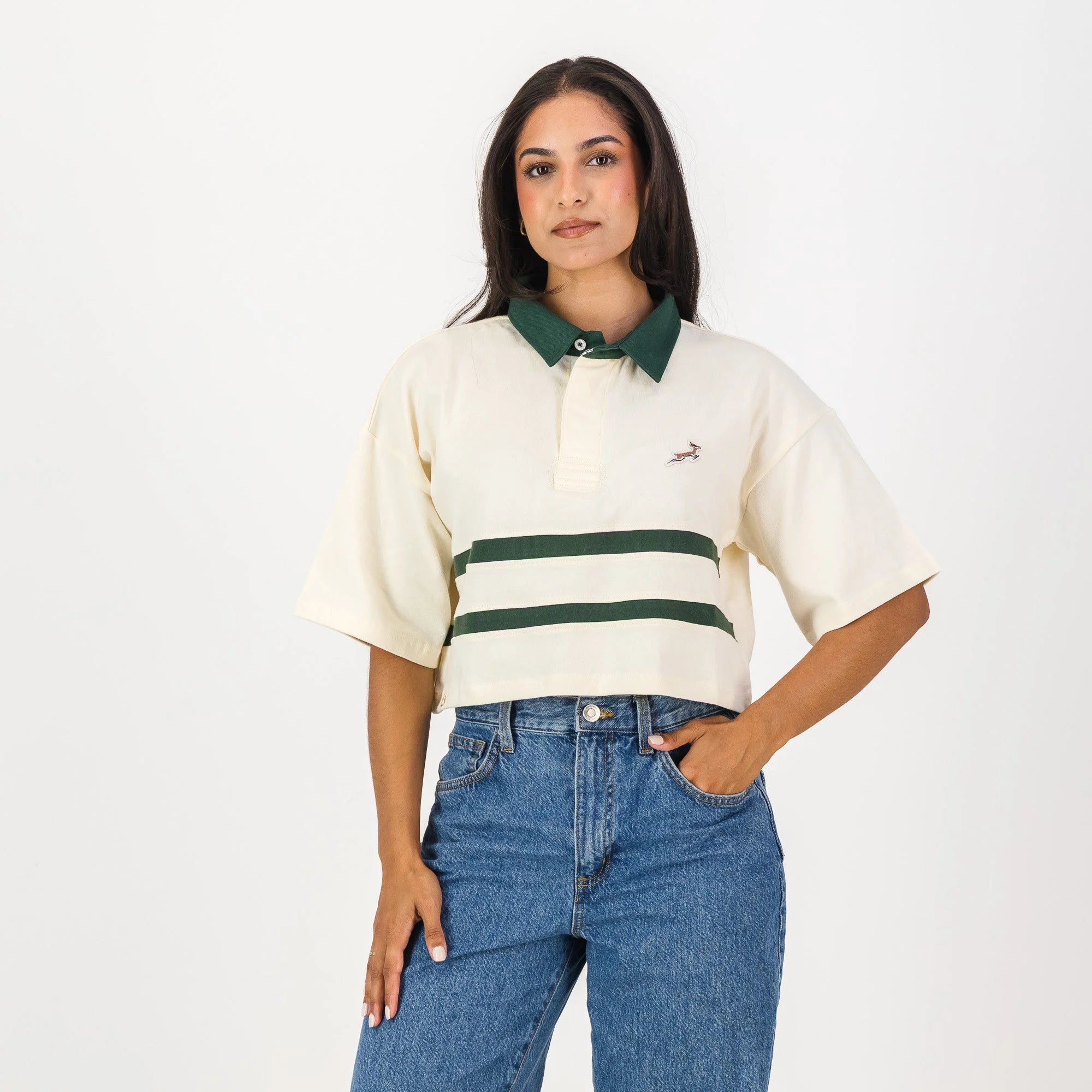 Springboks Twill Hoop SS Crop Rugby Jersey-Sugar Sizzle