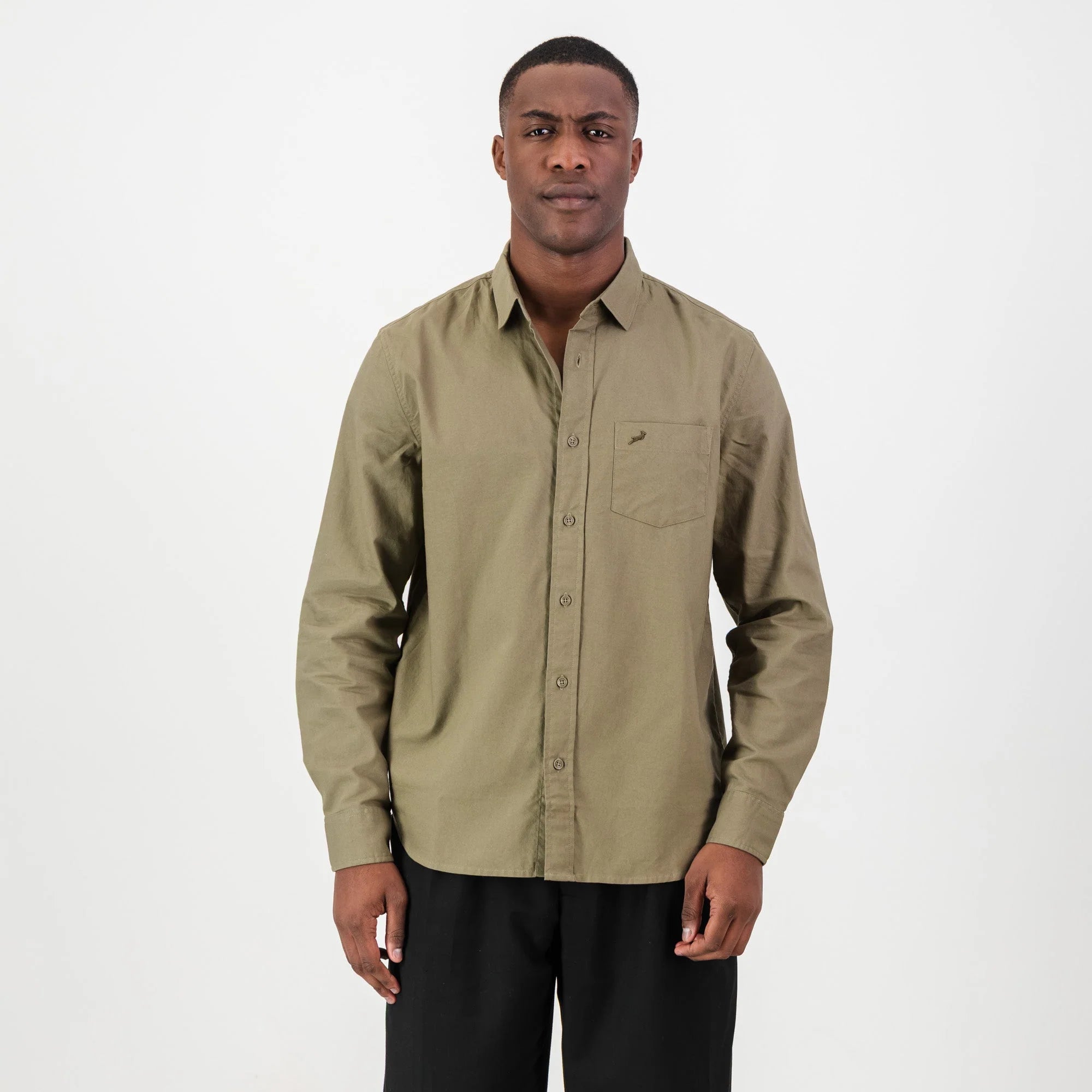 Springboks Tailored LS Oxford Shirt-Taupe