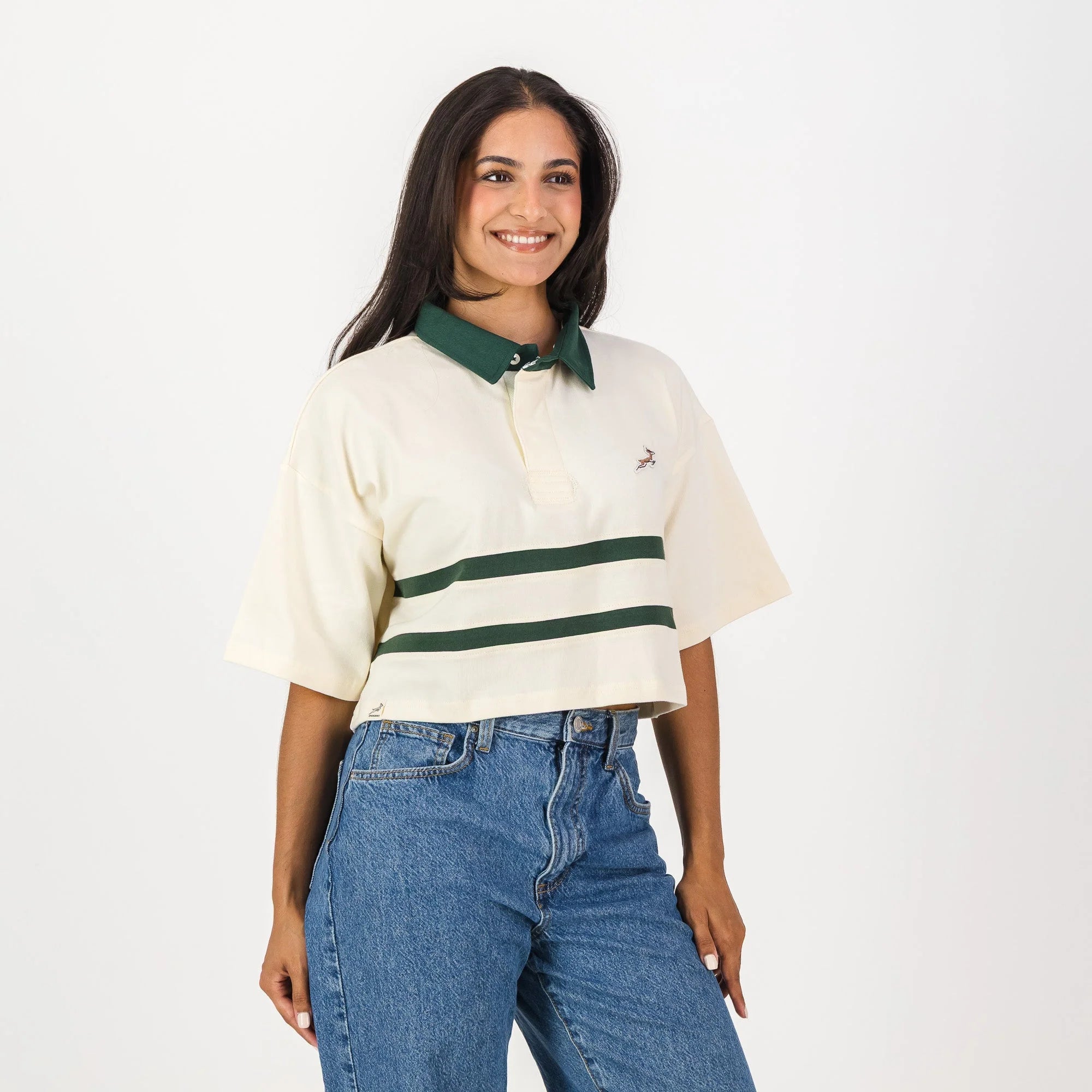 Springboks Twill Hoop SS Crop Rugby Jersey-Sugar Sizzle