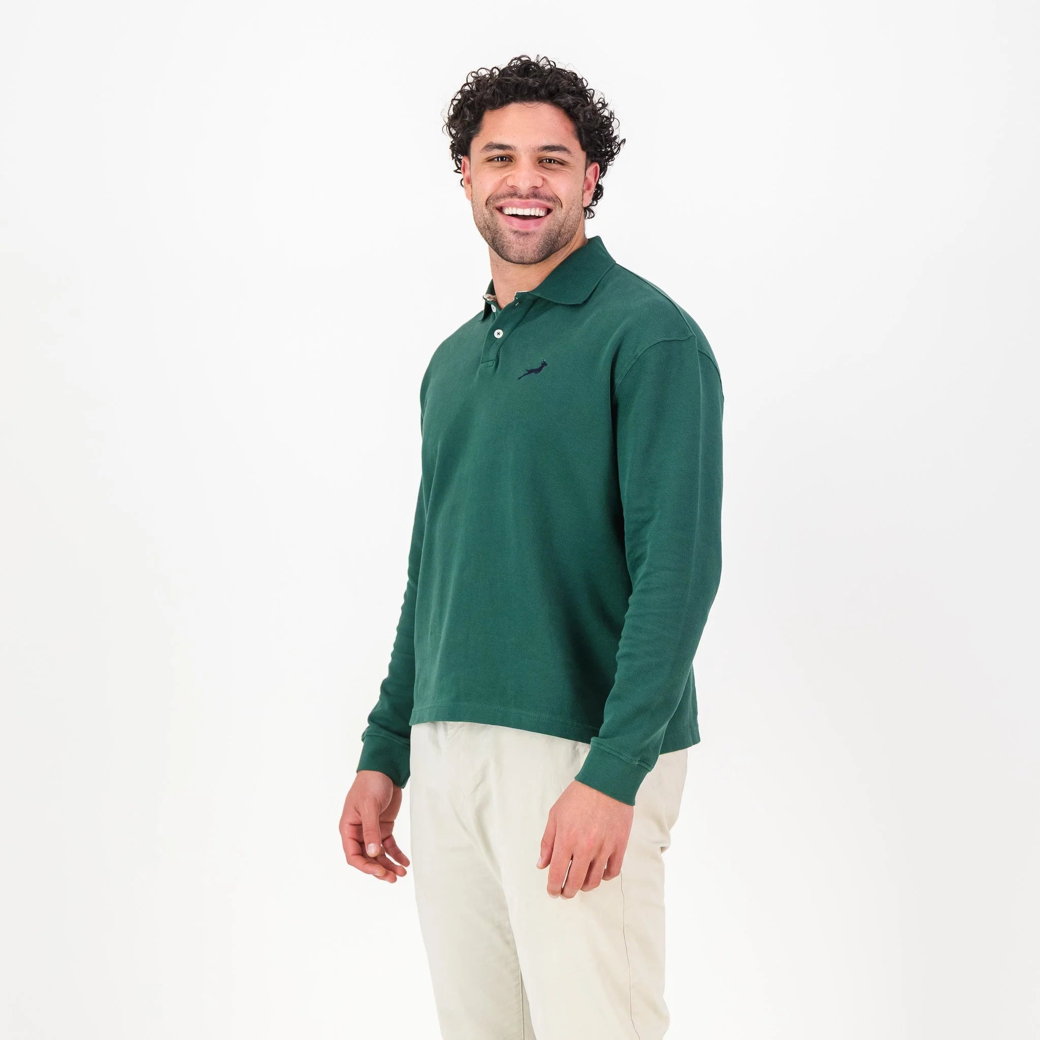 Springboks SML EMB LS Polo-OS Green