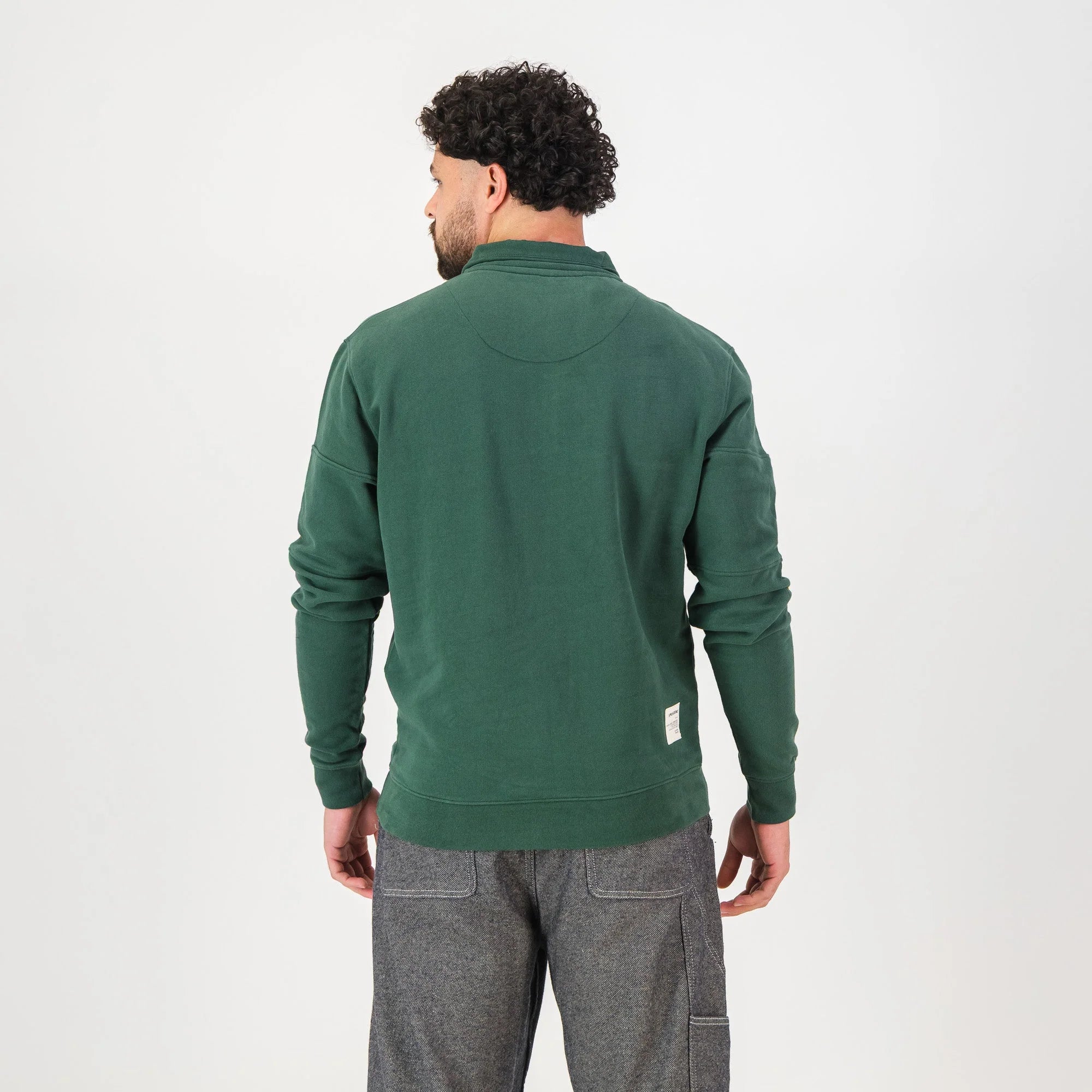 Springboks Twill SLV Quarter Zip Sweat - OS Green