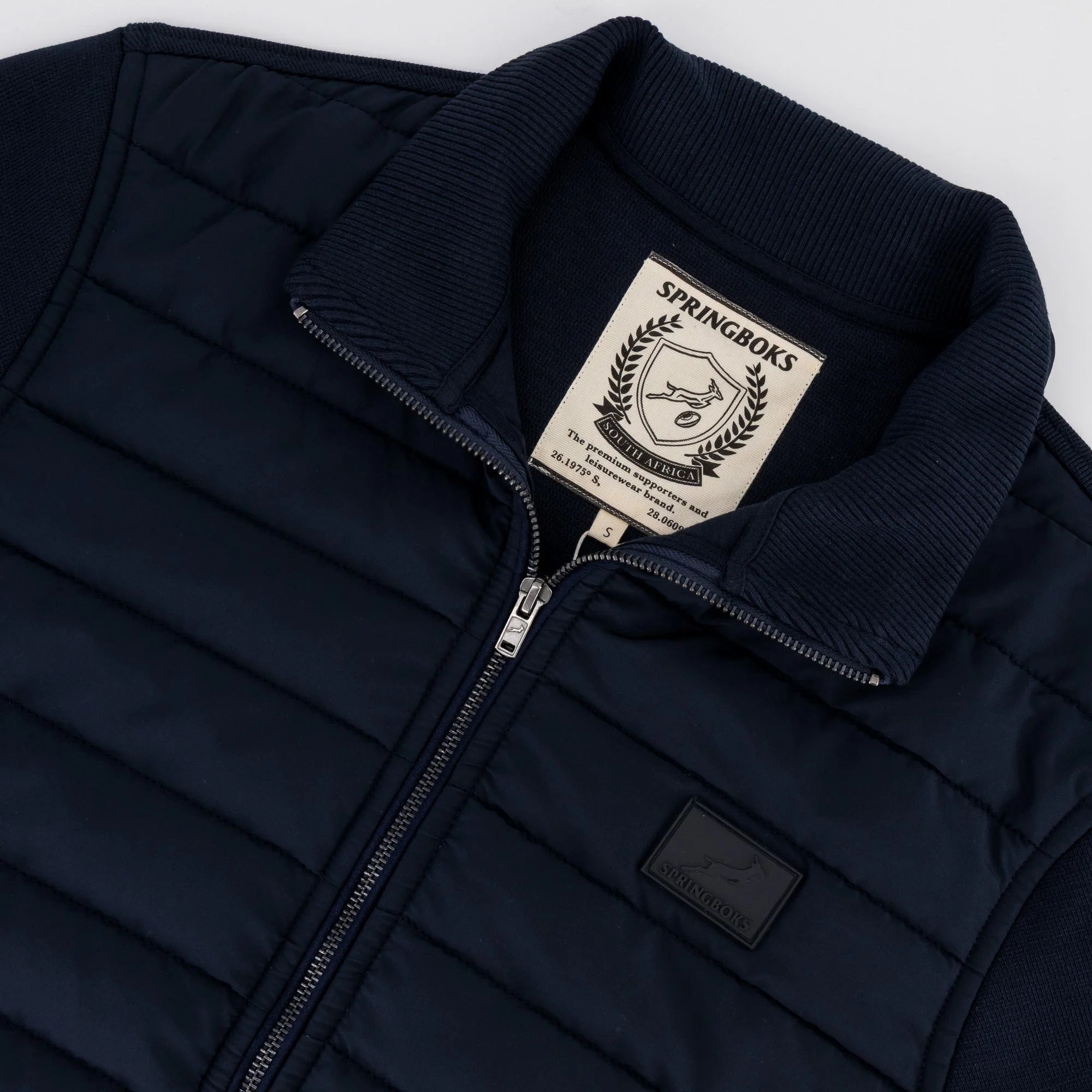 Springboks Quilted Knit Shell Jacket-Navy