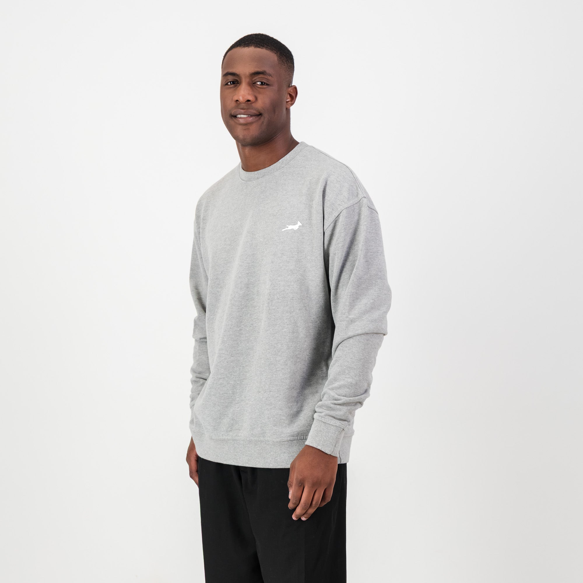 Springboks HS Small logo Crew Sweat - LT Grey Melange