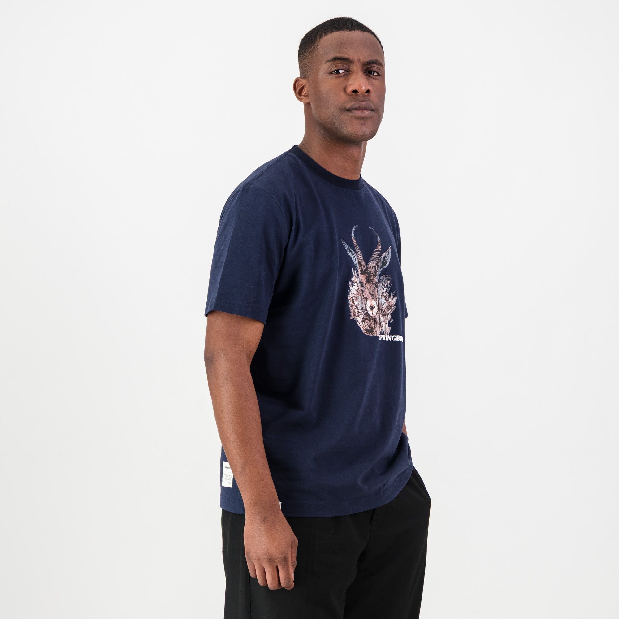 Springboks Artistic Regular Crew Tee-Navy