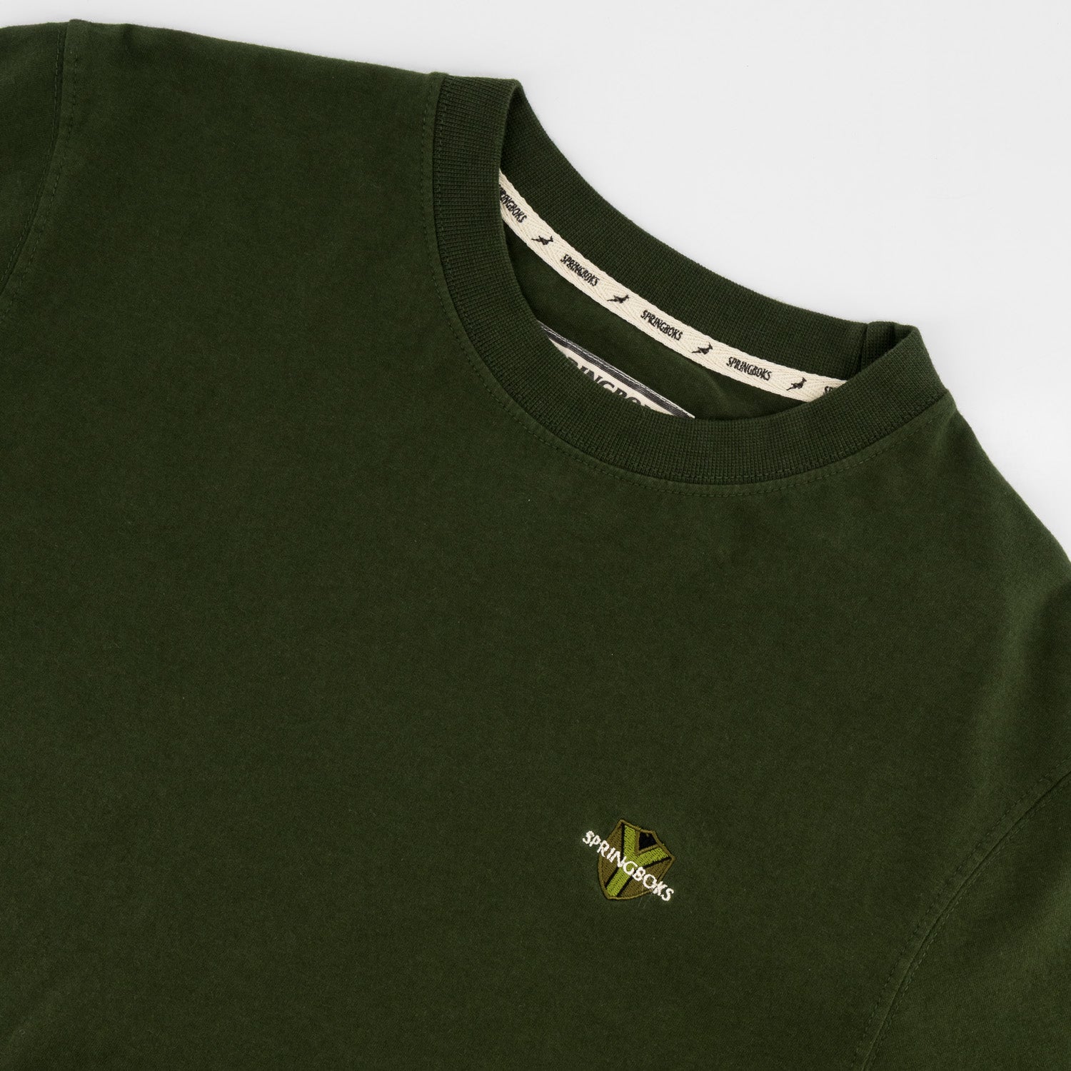Springboks SML Shield Regular Crew Tee - Military Olive