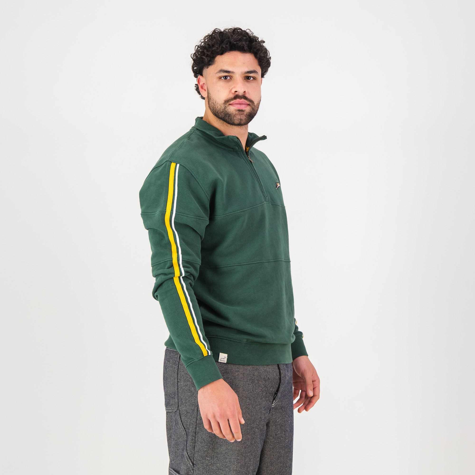 Springboks Twill SLV Quarter Zip Sweat-OS Green