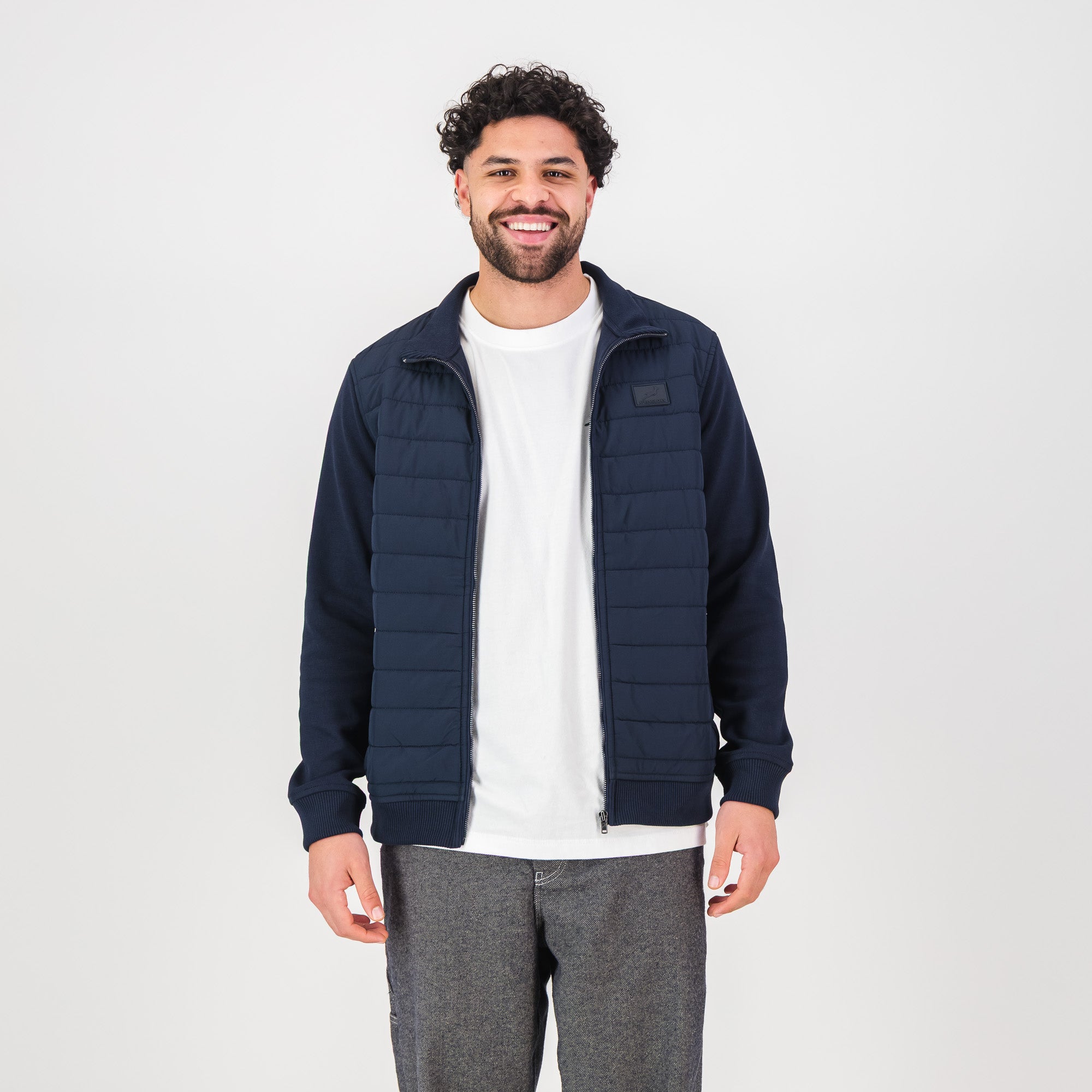 Springboks Quilted Knit Shell Jacket-Navy