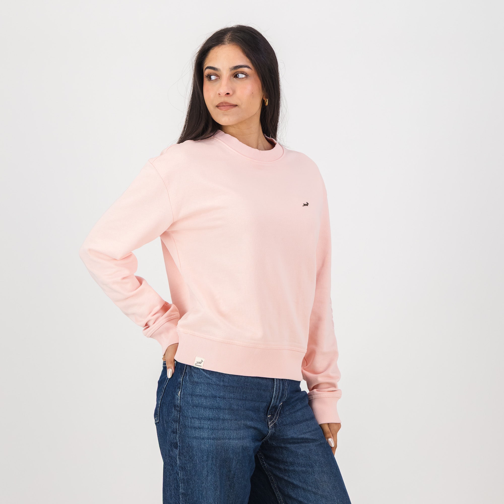 Springboks Metal Rivet Crew Sweat-Rose Quartz
