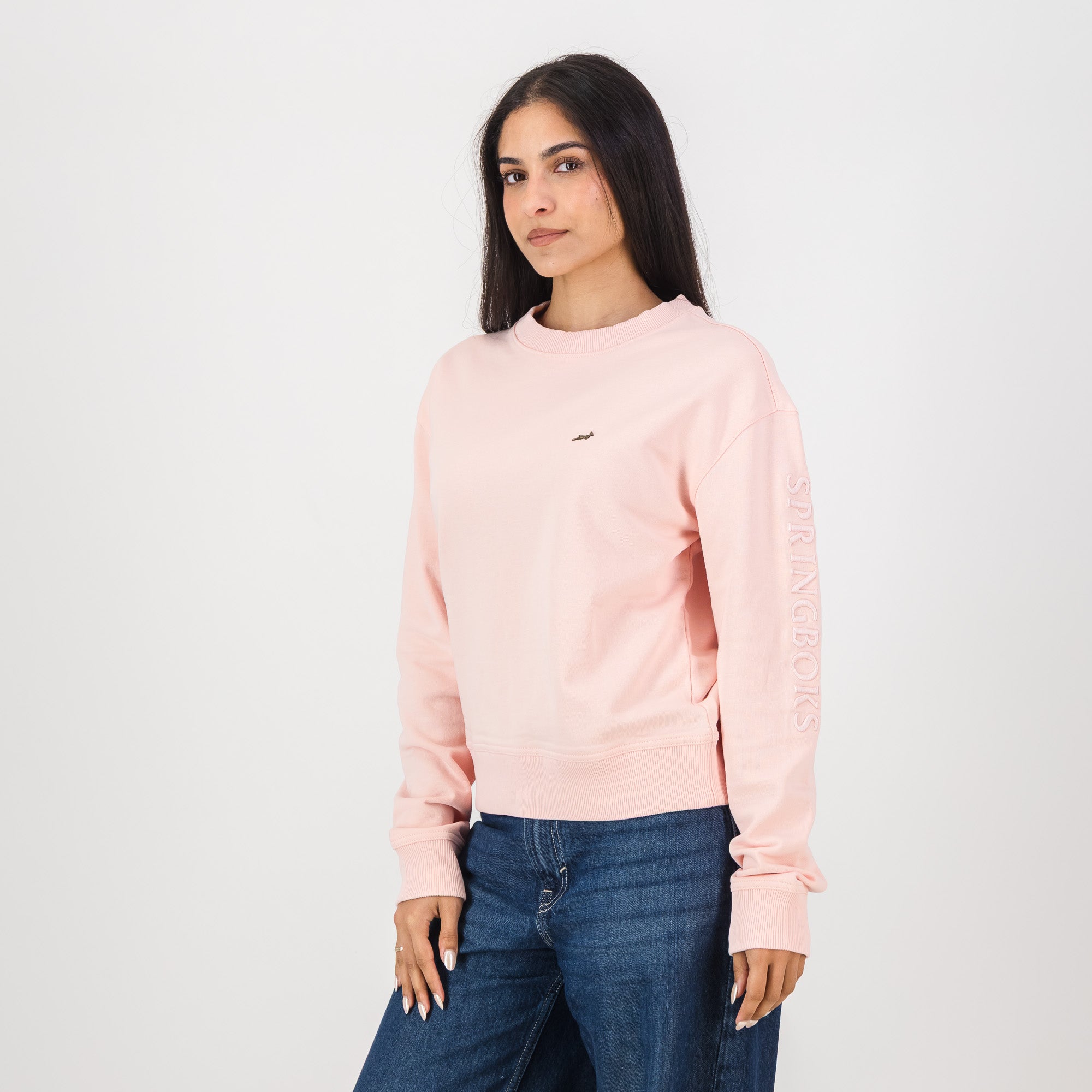 Springboks Metal Rivet Crew Sweat-Rose Quartz