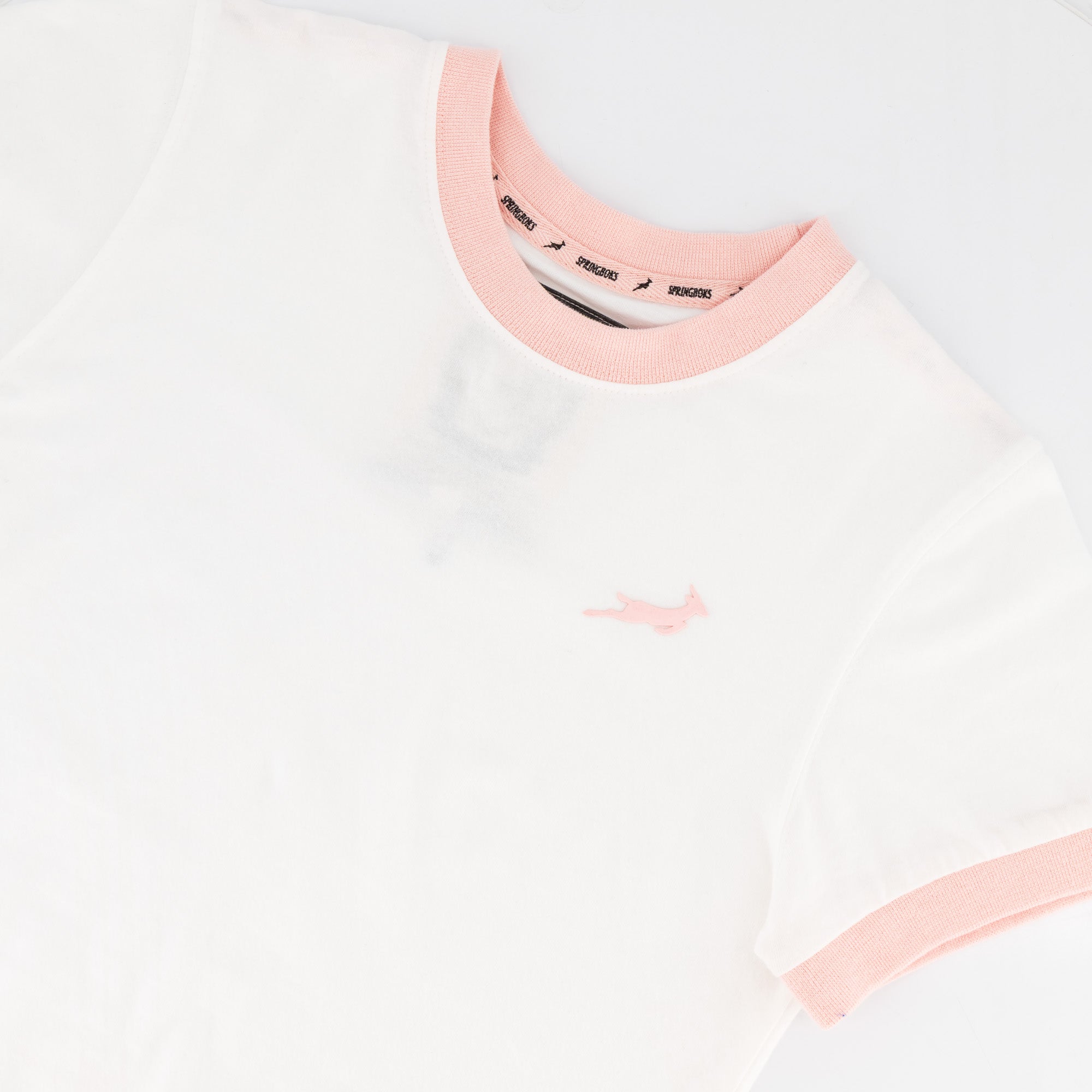 Springboks Ringer Crop Crew Tee - White