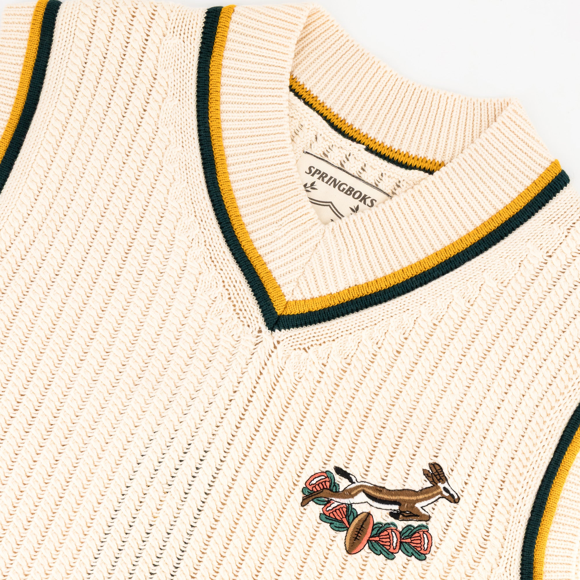 Springboks Crochet Vest Knit-Ivory