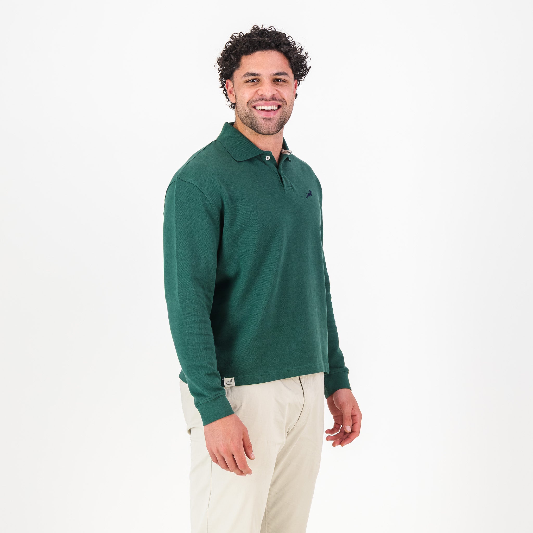 Springboks SML EMB LS Polo-OS Green