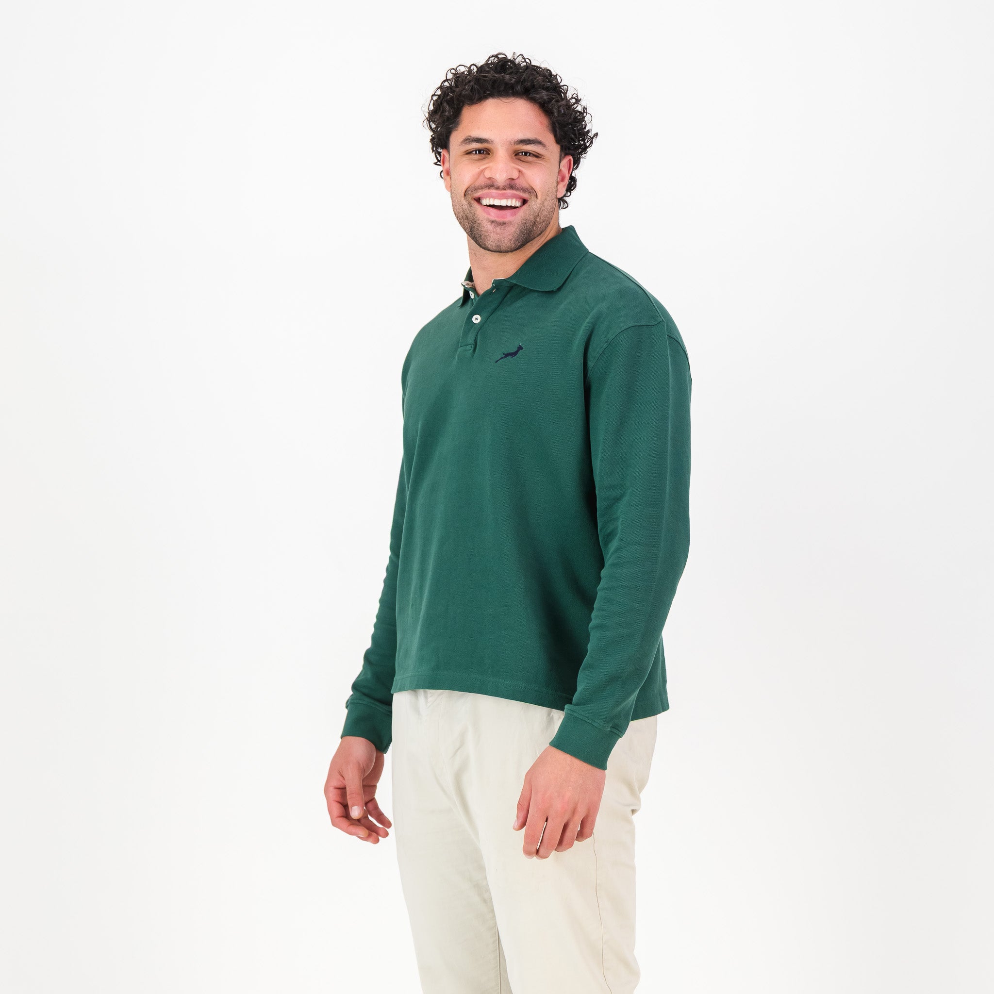 Springboks SML EMB LS Polo-OS Green