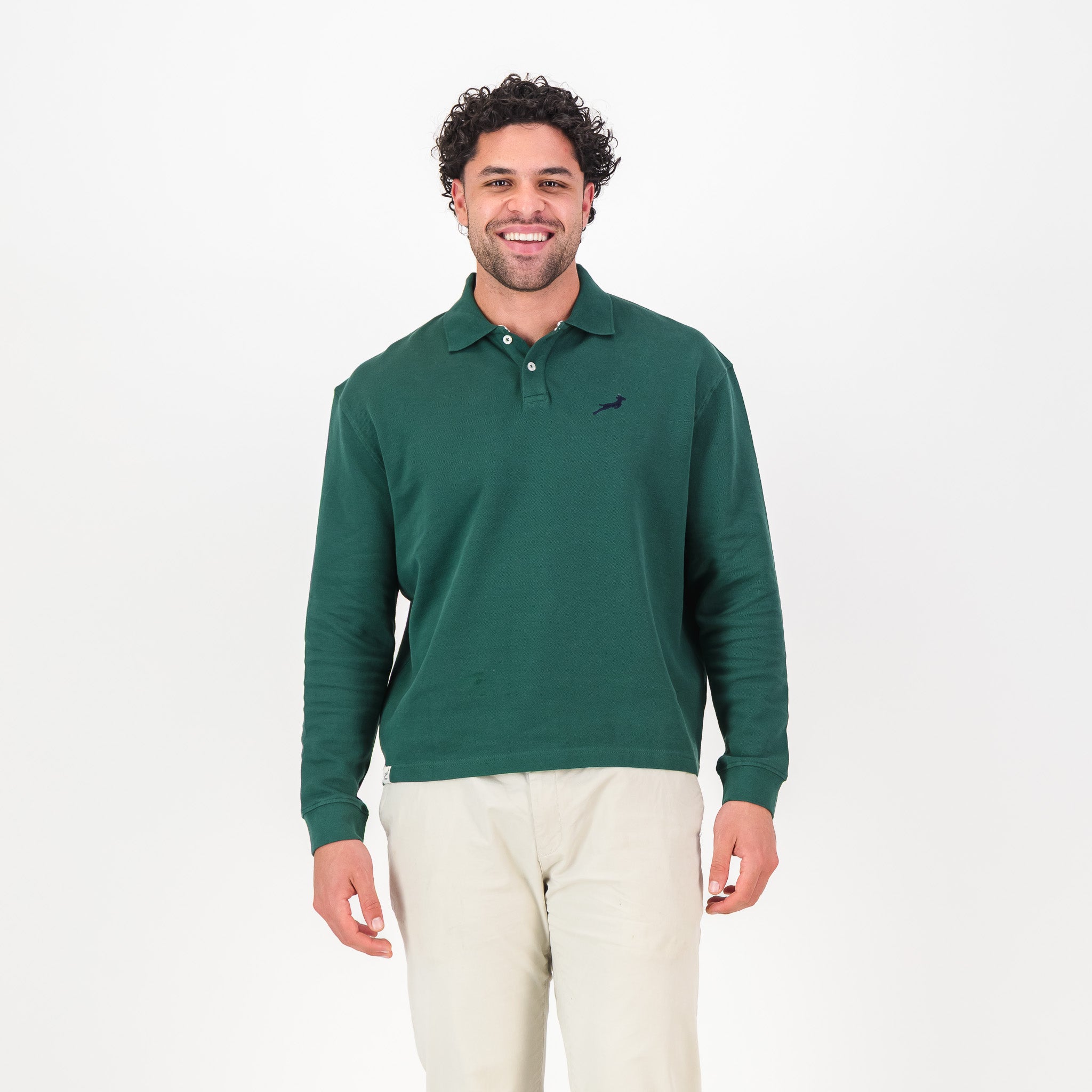 Springboks SML EMB LS Polo-OS Green