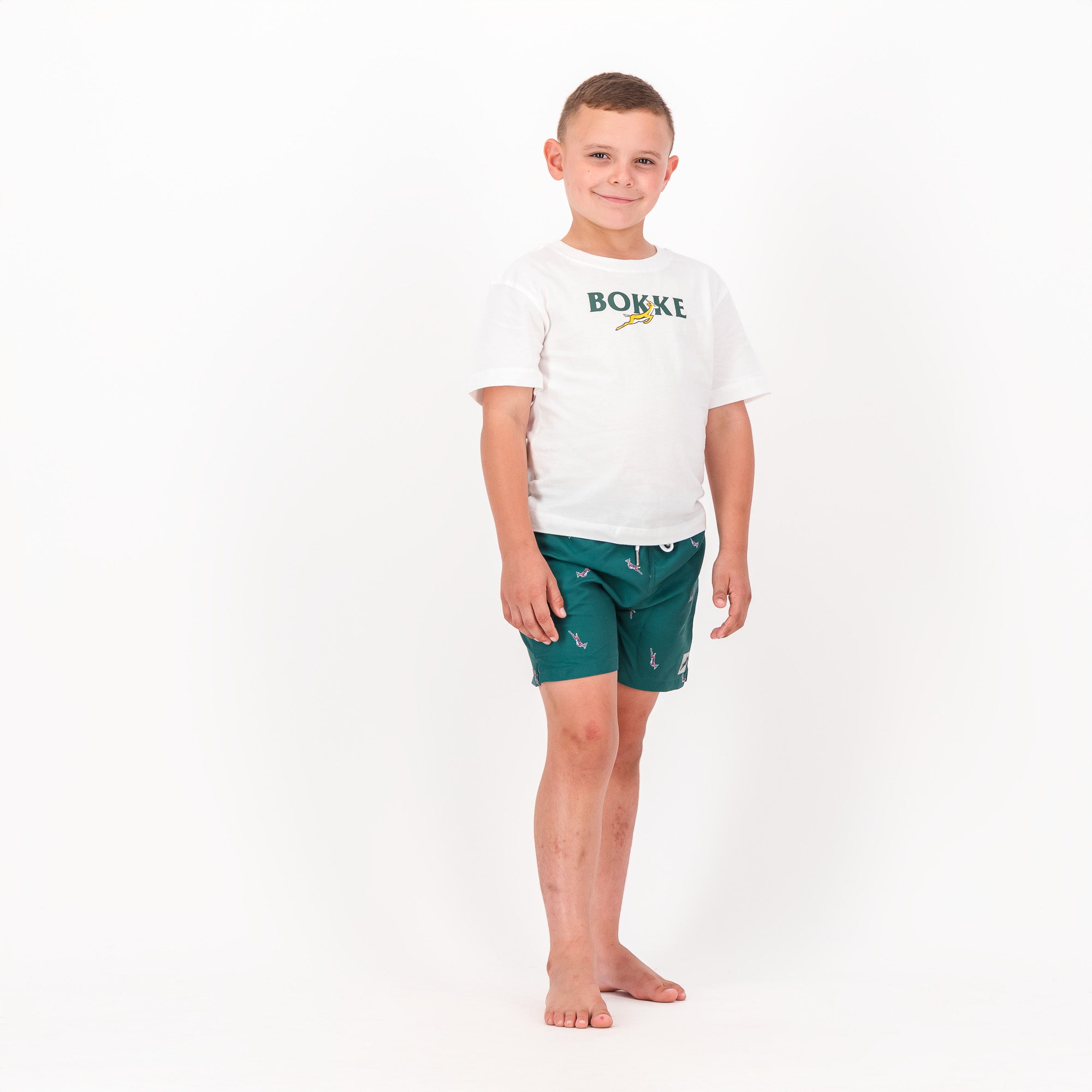 Springboks Summer Pop Print Kids Swim Shorts-Teal