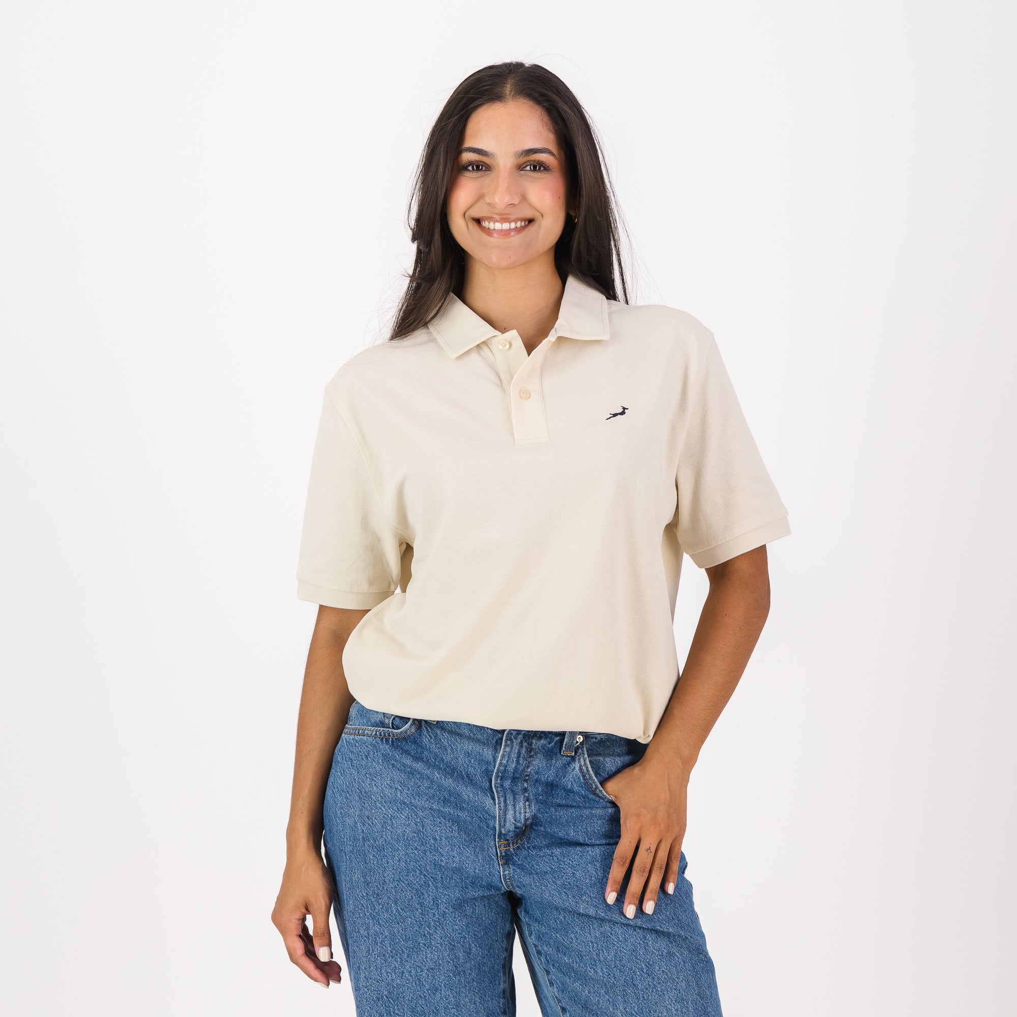Springboks Contrast Embroidery Polo-Ivory