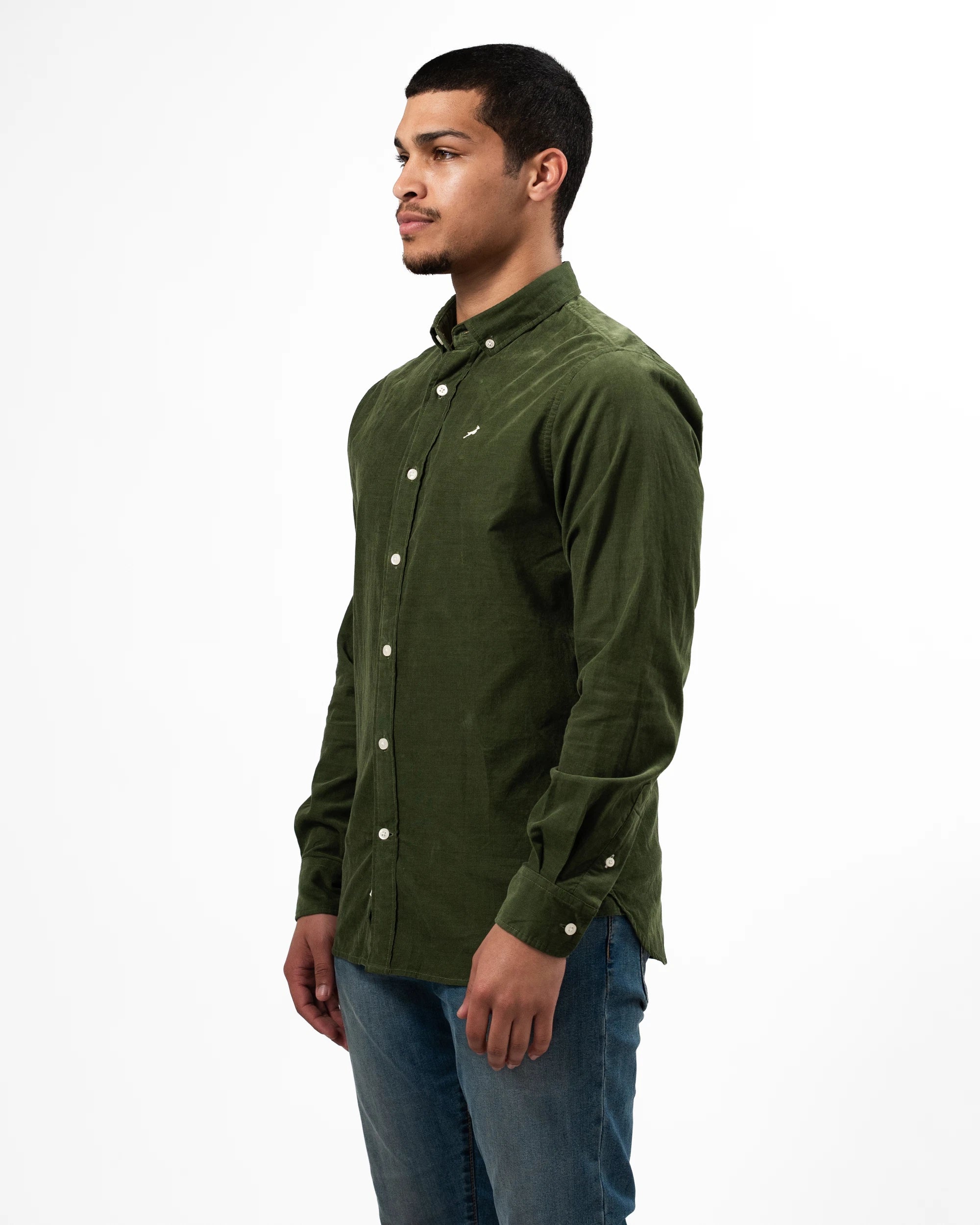 Springboks Fine Corduroy Shirt Rifle Green