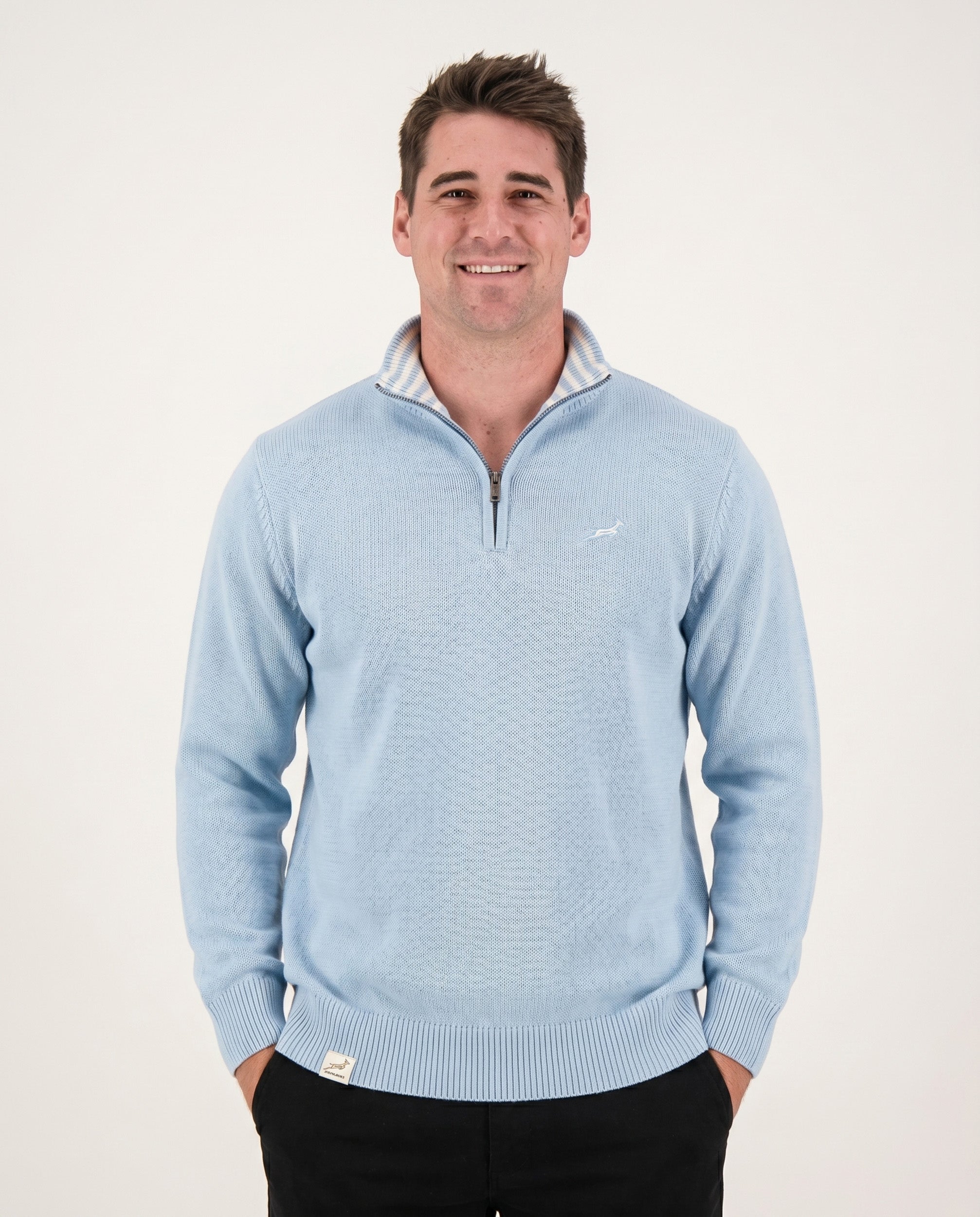 Springboks Premium Quarter Zip Knit-Skyway
