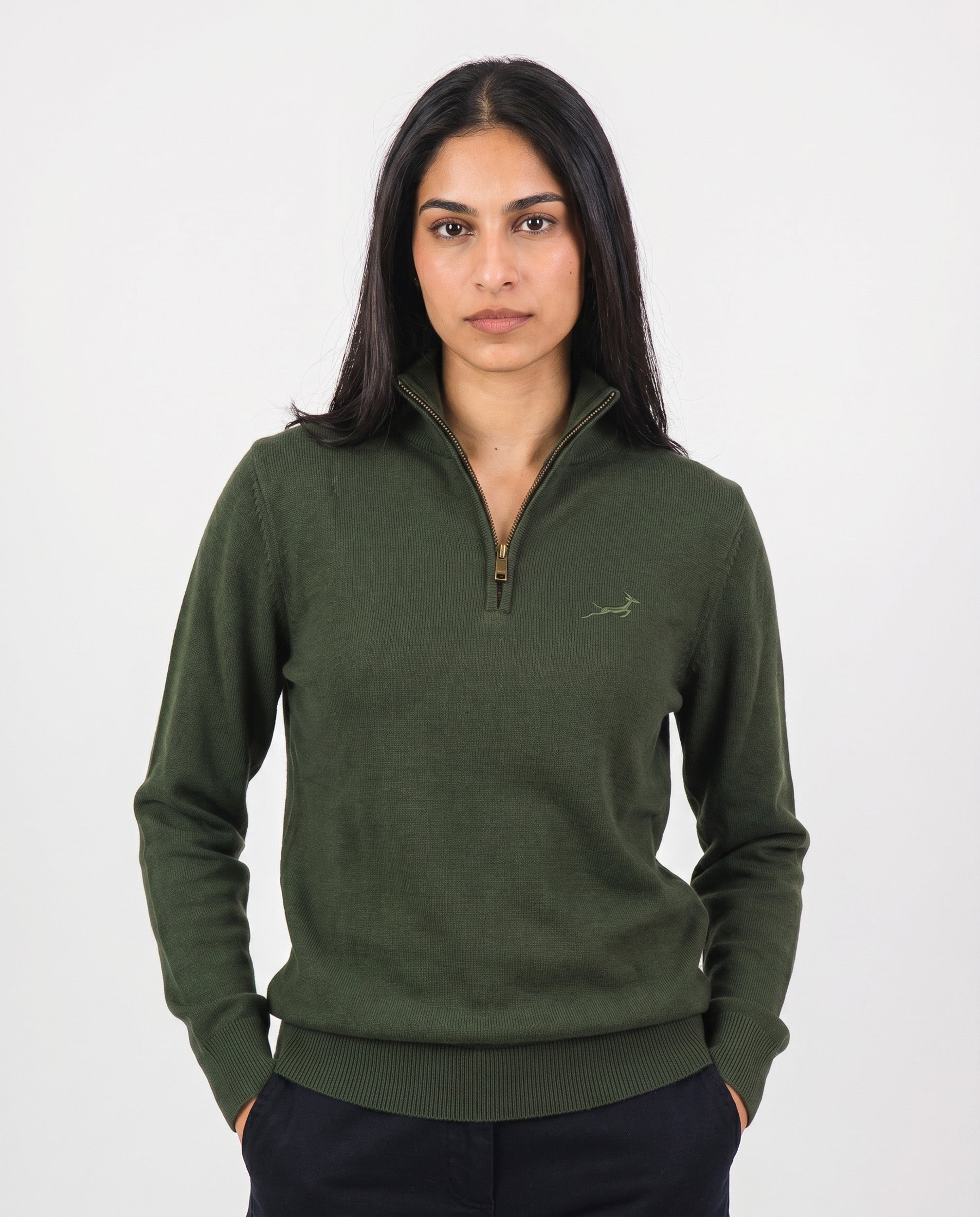 Springboks Quarter Zip Knit Knitwear Rifle Green