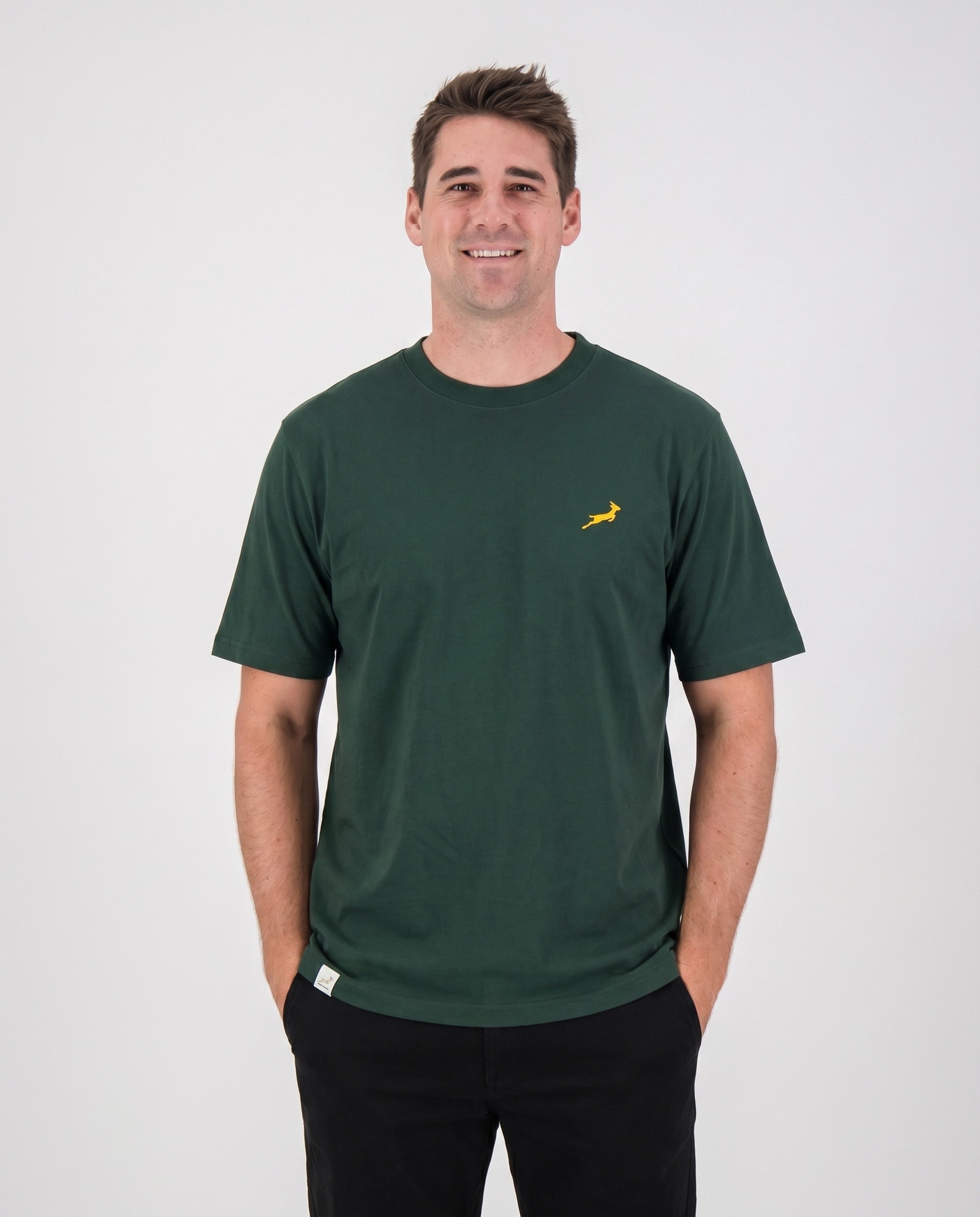 Springboks SML EMB Bok Regular Crew Tee-OS Green