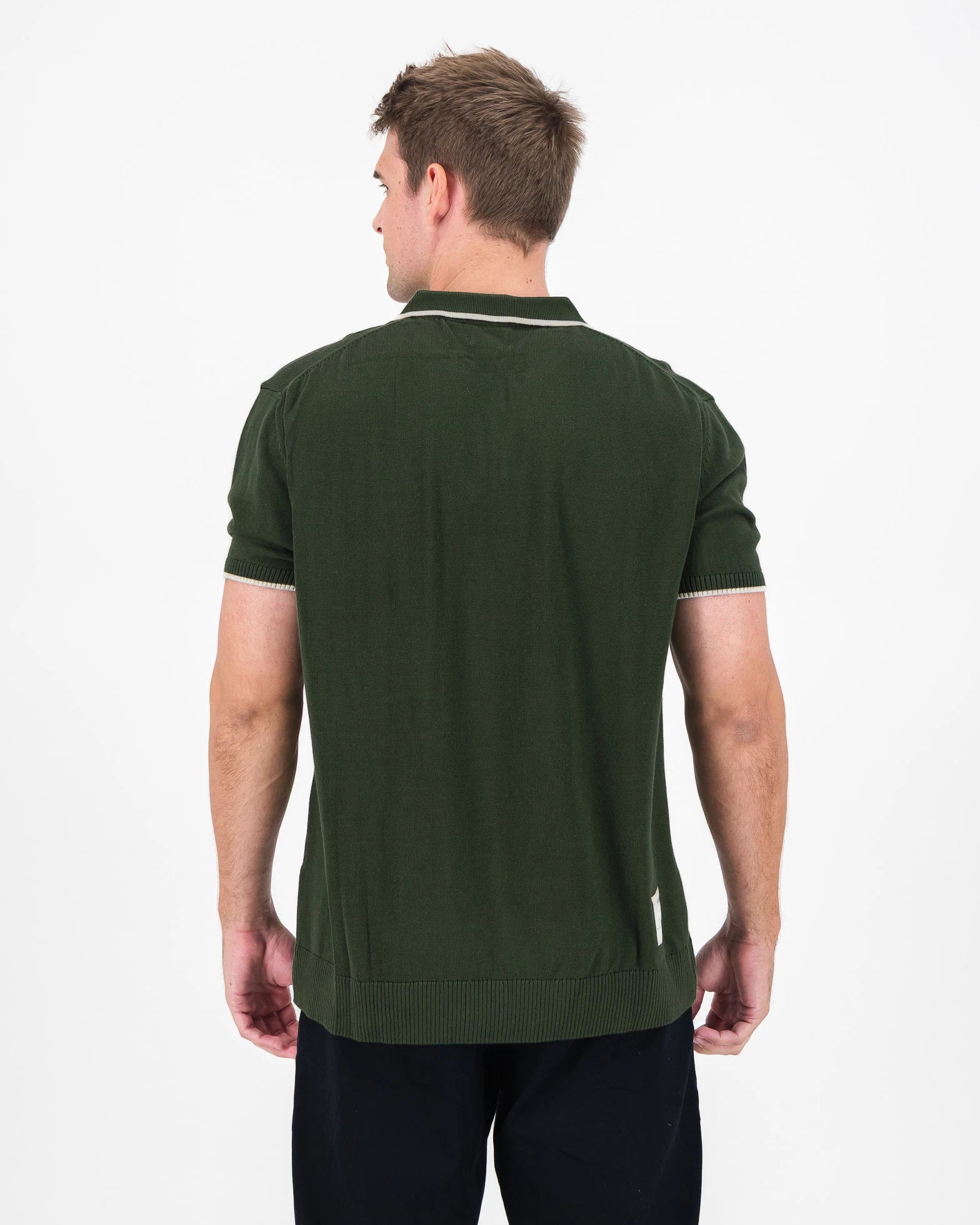 Springboks Tipped Knit SS Polo-Military Olive