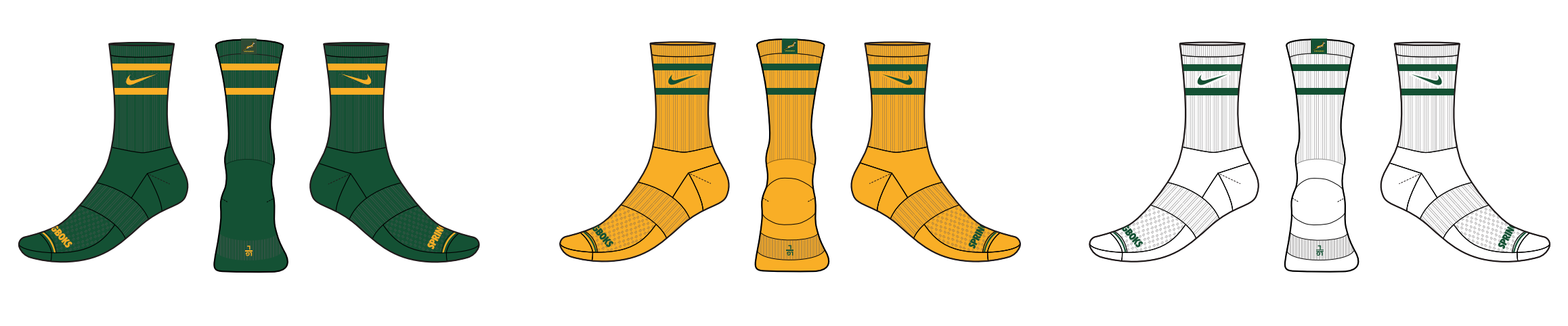 Springboks Nike Everyday Cushioned Socks 3 Pack Multi