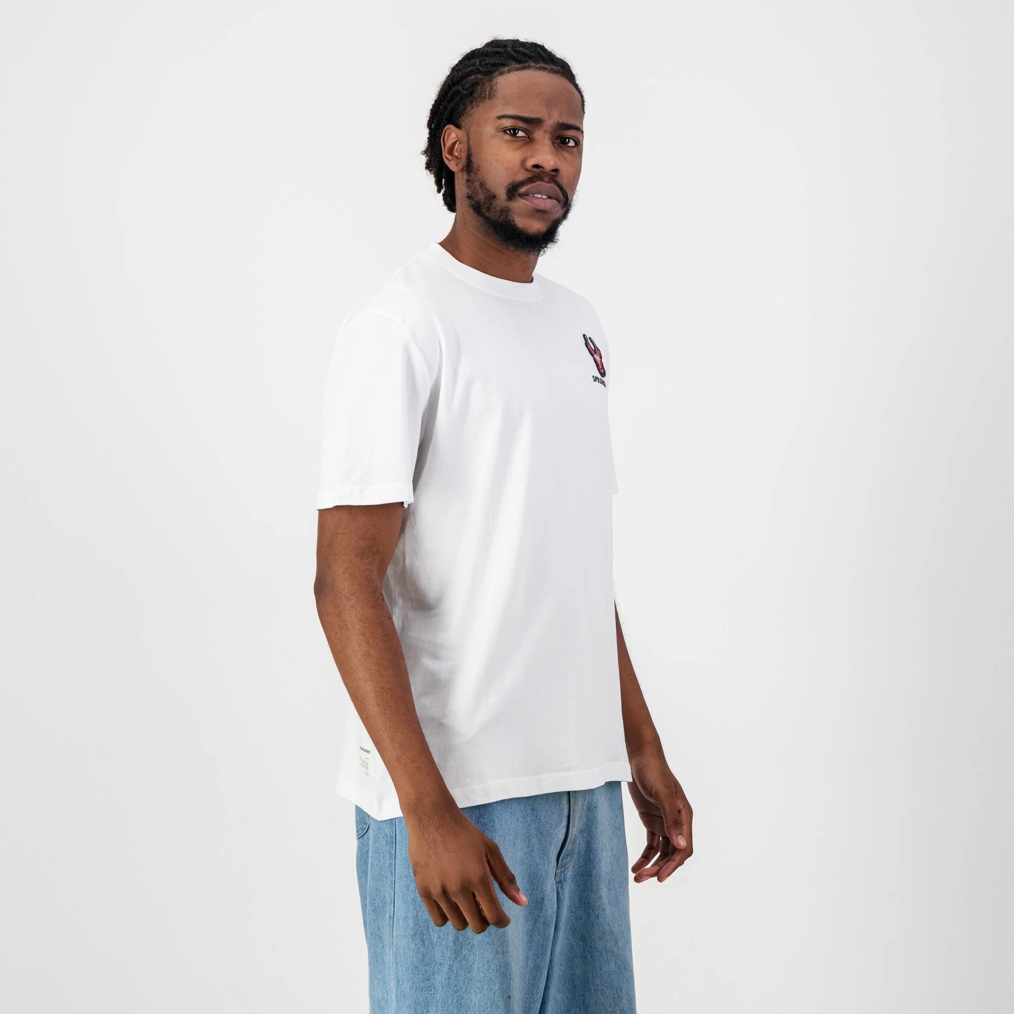 Springboks SML EMB Head Bok Regular Crew Tee-White