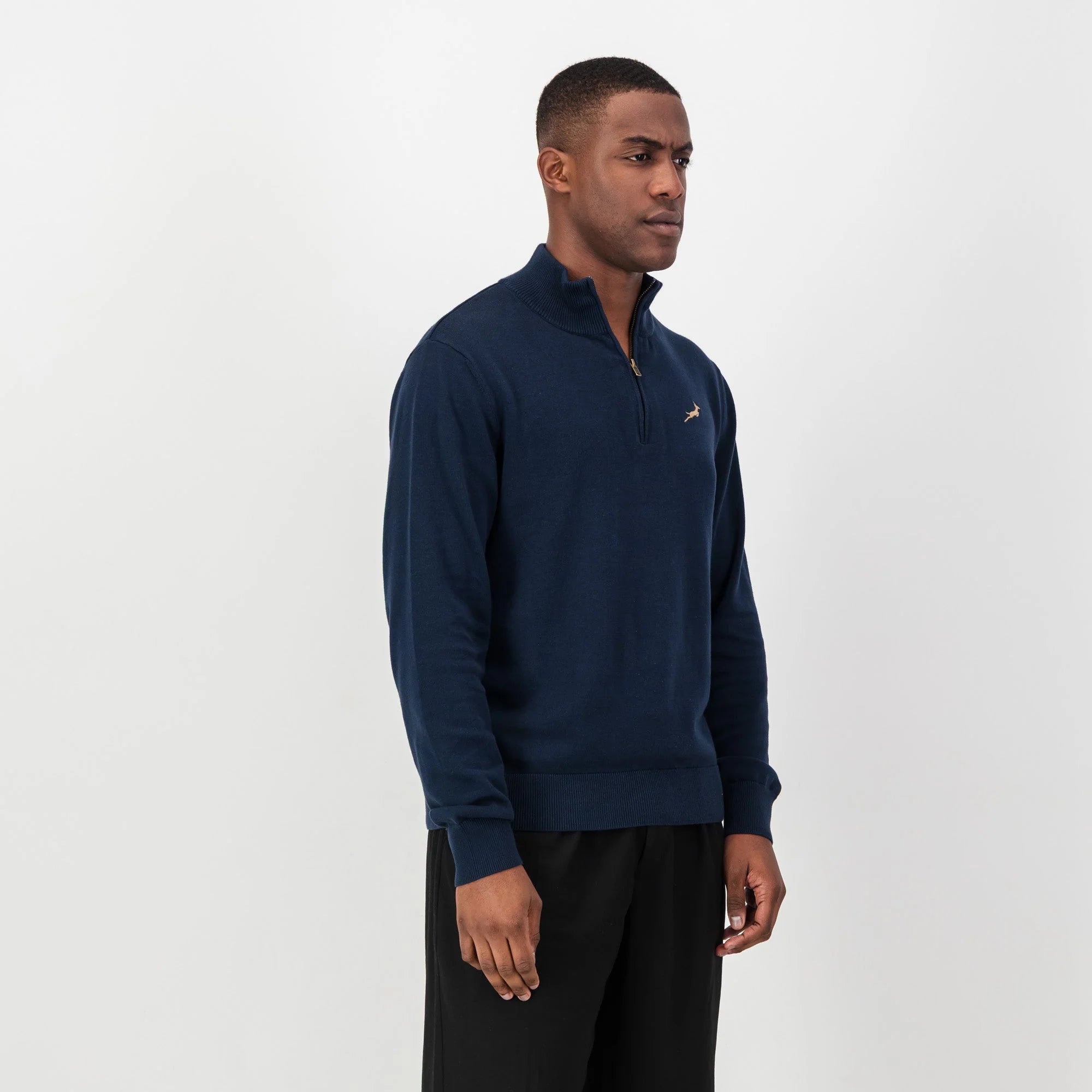 Springboks Quarter Zip Knit-Navy
