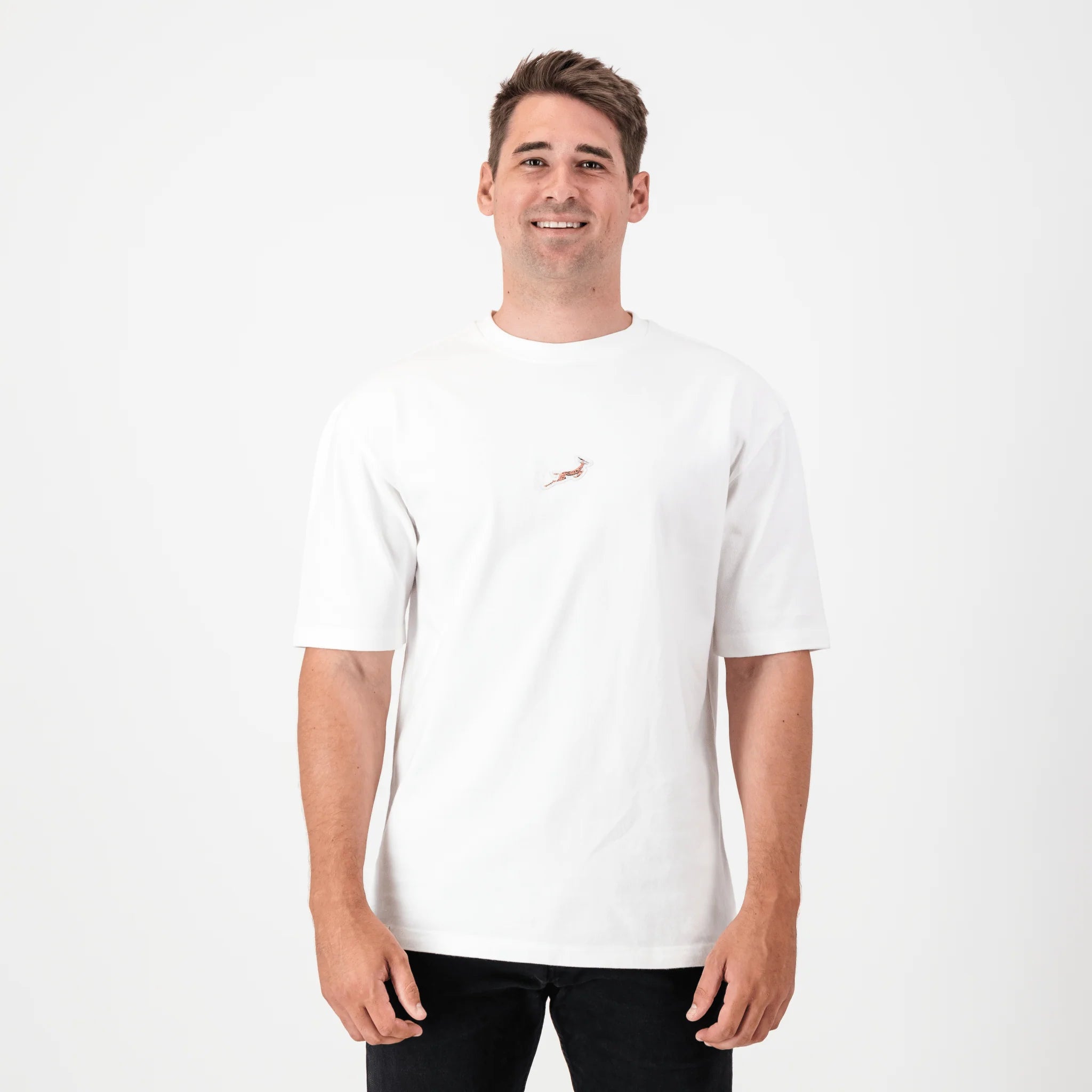 Springboks Pop Badge Boxy Crew Tee-White