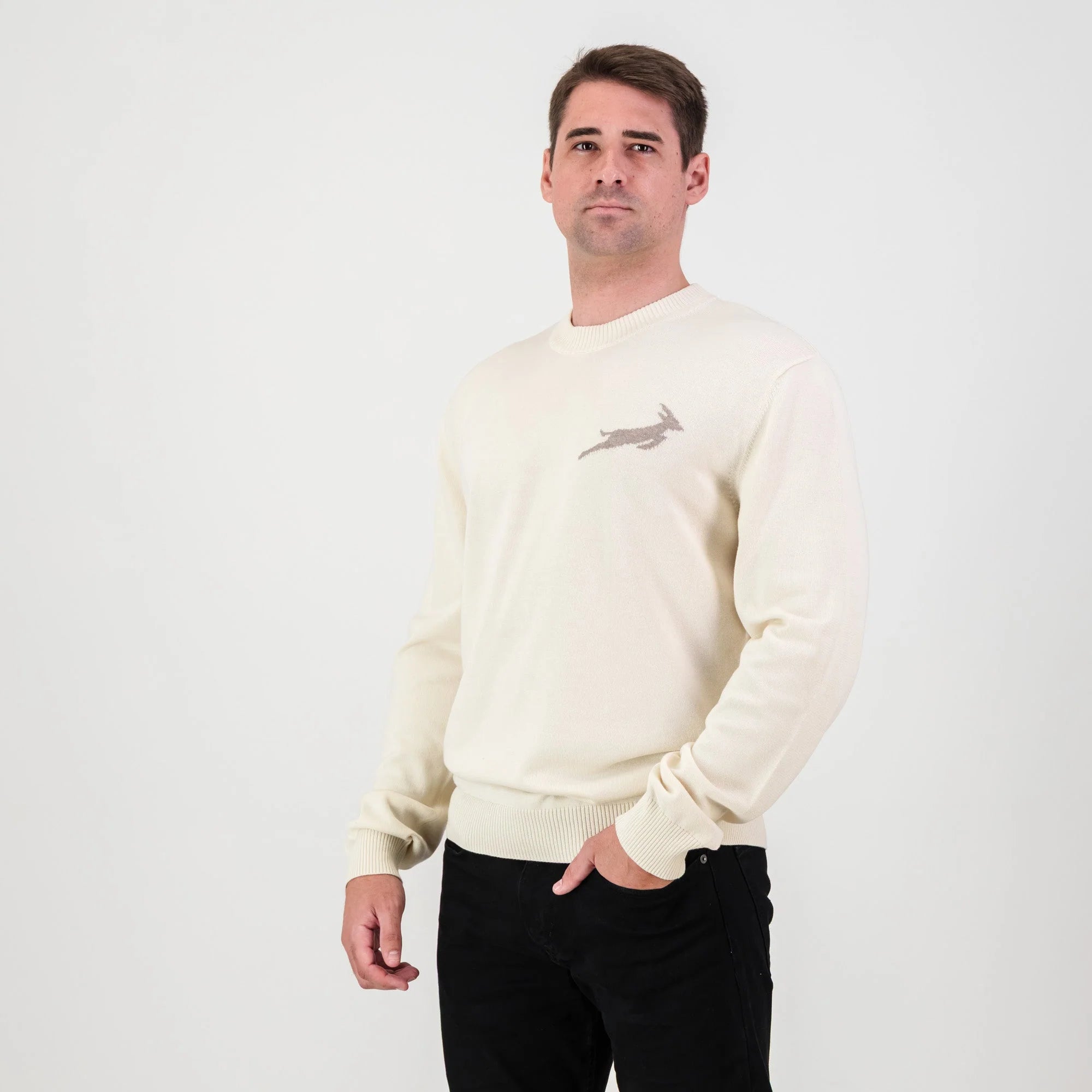 Springboks Faded Bok Crew Neck Knit-Ivory