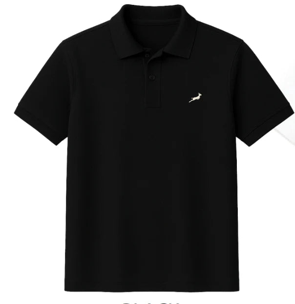 Springboks Contrast Embroidery Polo-Black