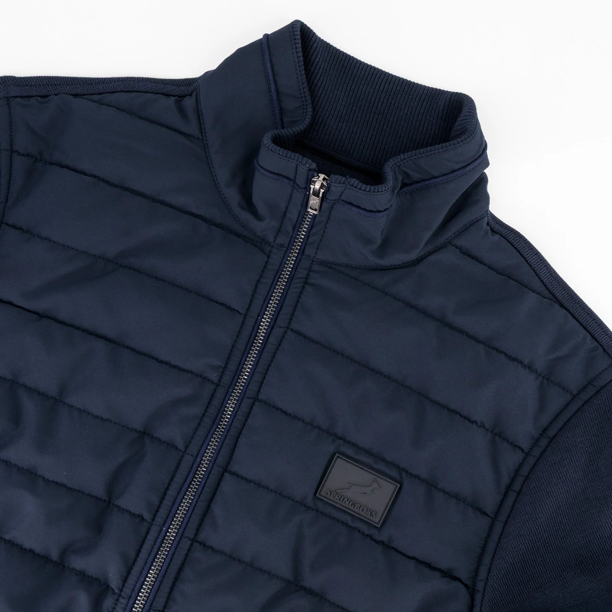 Springboks Quilted Knit Shell Jacket-Navy