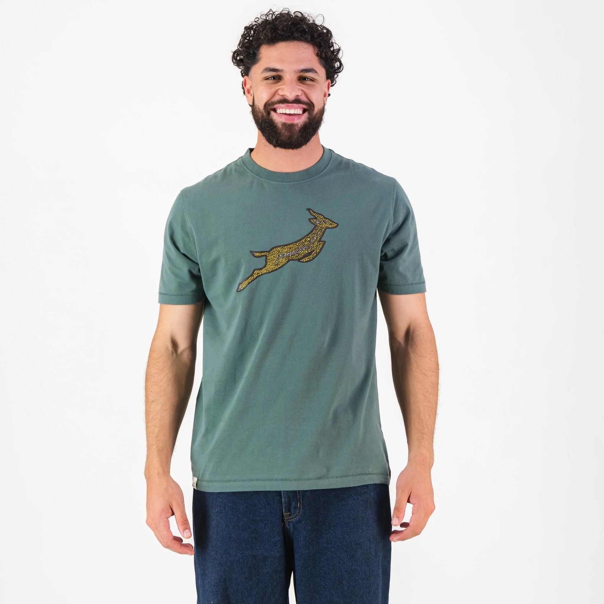 Springboks Mosaic Regular Crew Tee - Forest Green