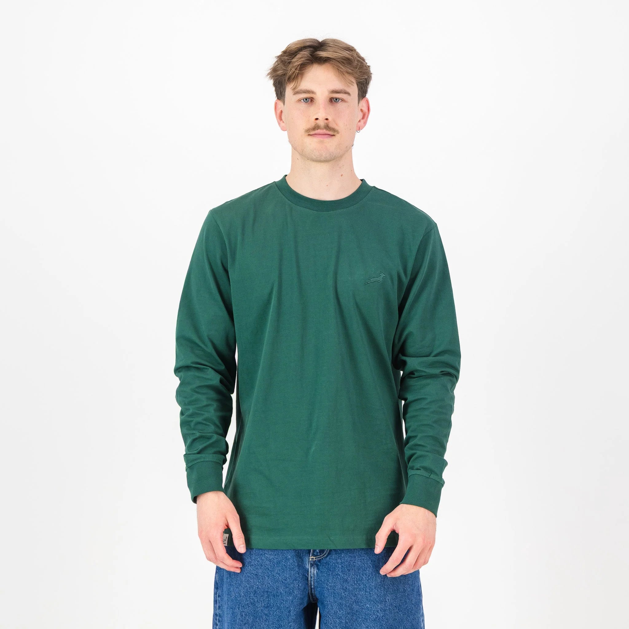 Springboks SML EMB LS Crew Tee - OS Green