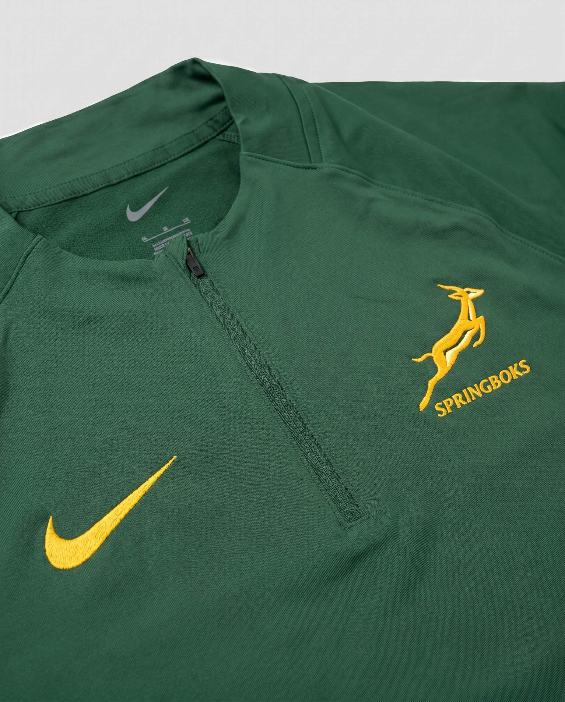 Springboks Nike Mens Rugby Training Quarter Zip Top Gorge Green