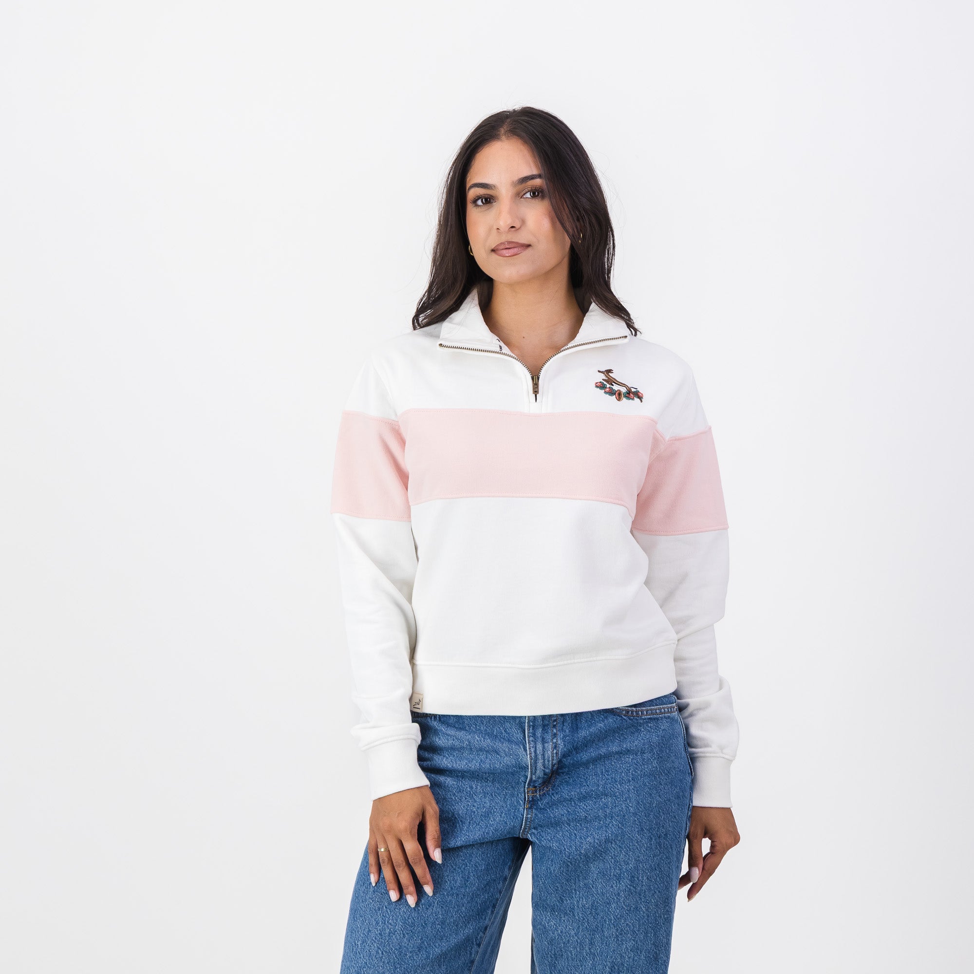 南アフリカ Springboks ウォームアップウェア Springboks Hoop Quarter Zip Crop Sweat-Rose Quartz