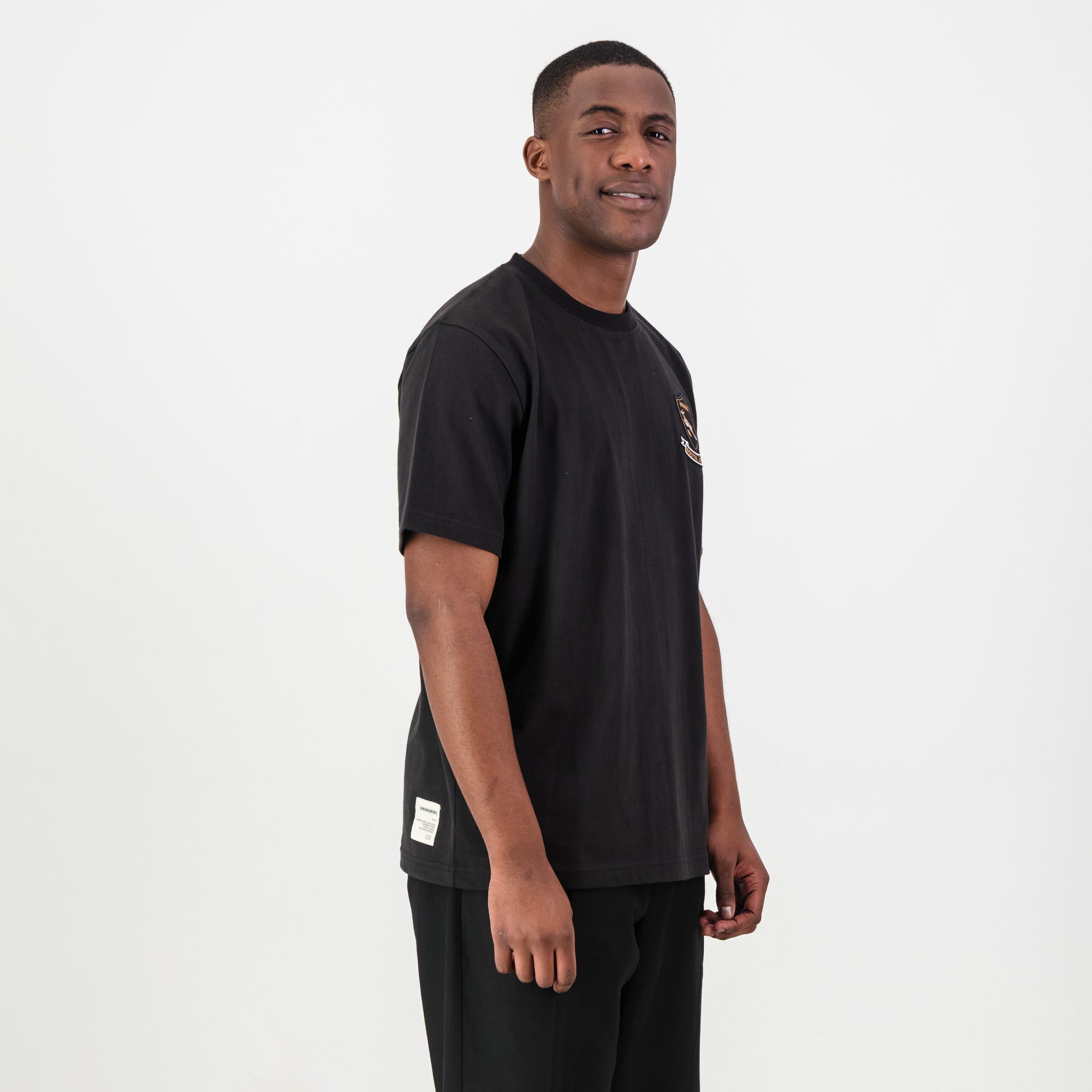Springboks Shield Badge Regular Crew Tee - Black
