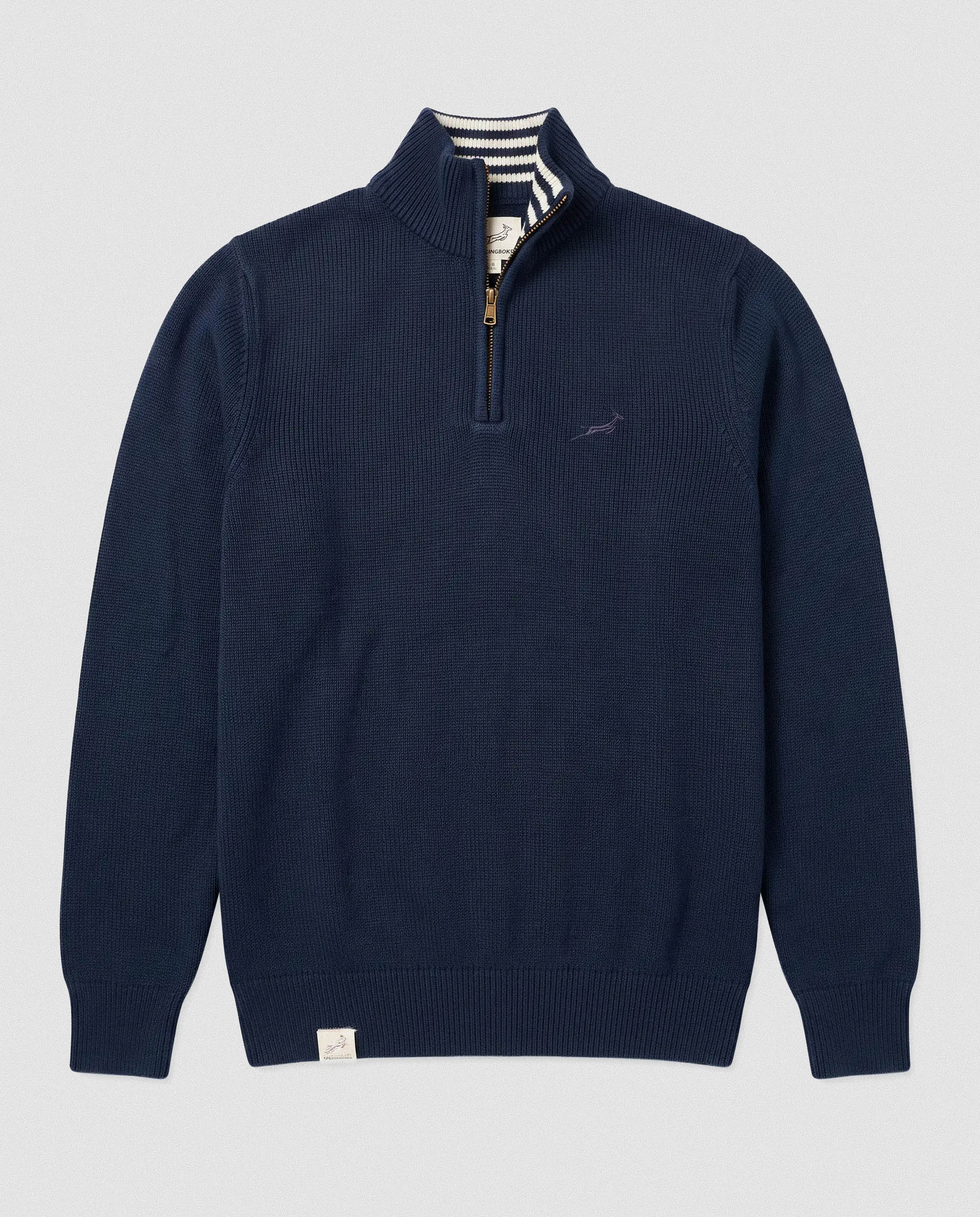 Springboks Premium Quarter Zip Knit-Navy