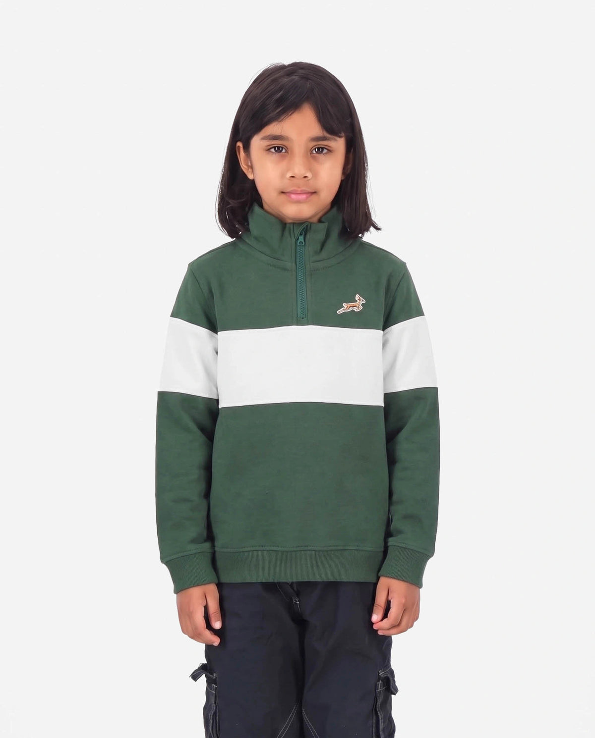 Springboks Kids LS Quarter Zip Sweatshirt-Green