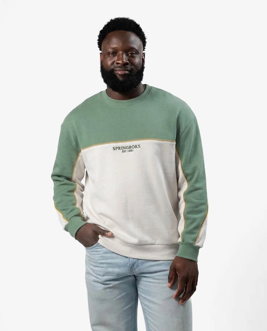 Springboks Retro Colour Block LS Sweatshirt Green