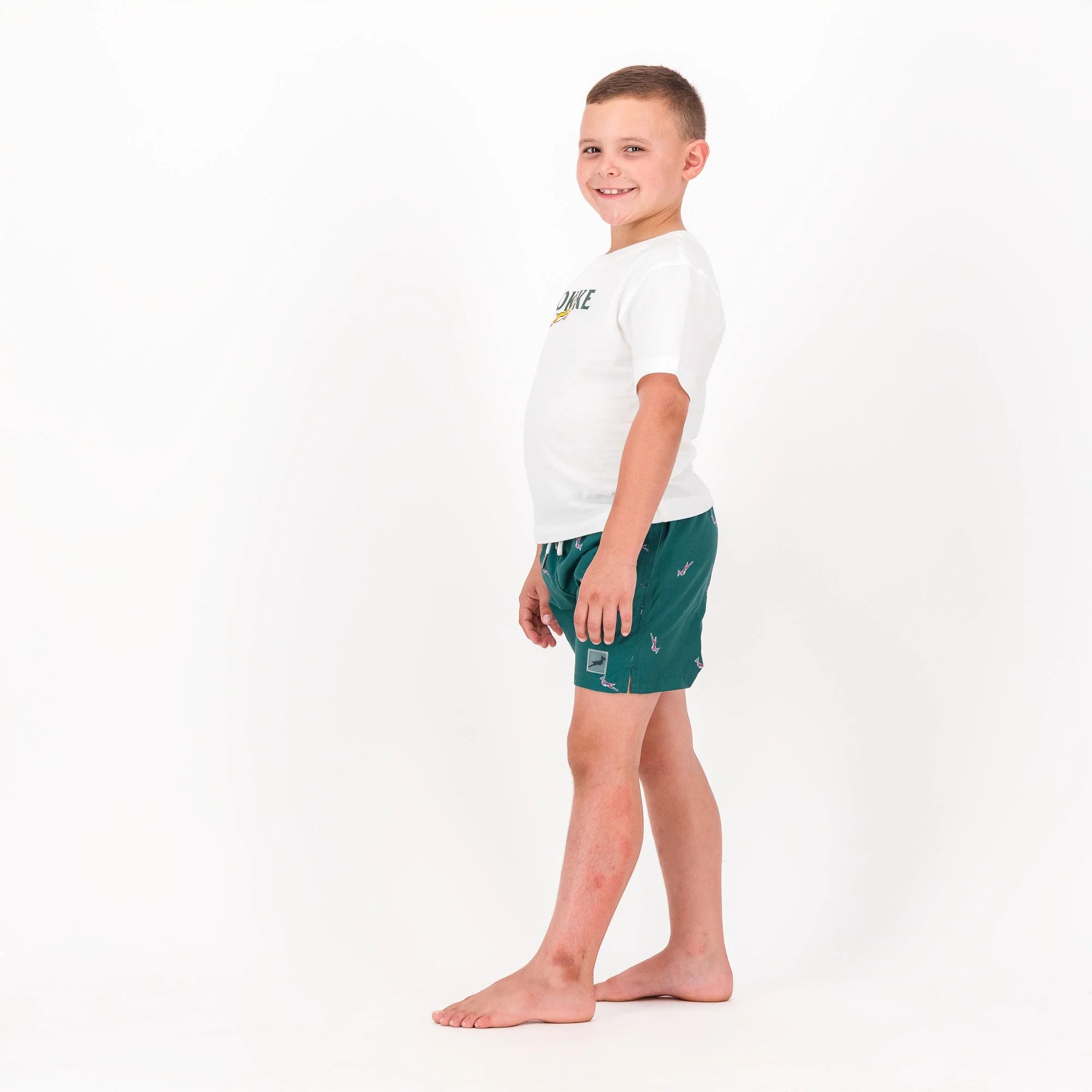 Springboks Summer Pop Print Kids Swim Shorts-Teal