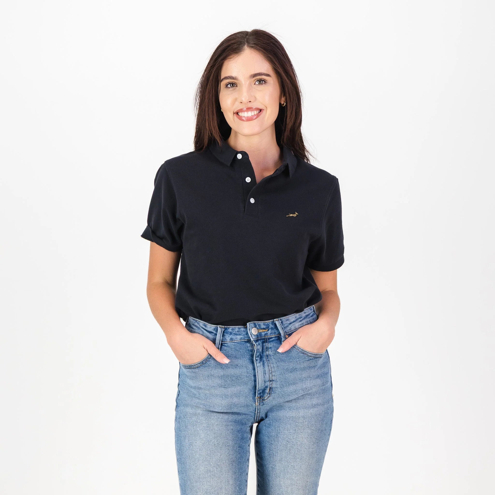 Springboks Metal Rivet SS Polo - Black