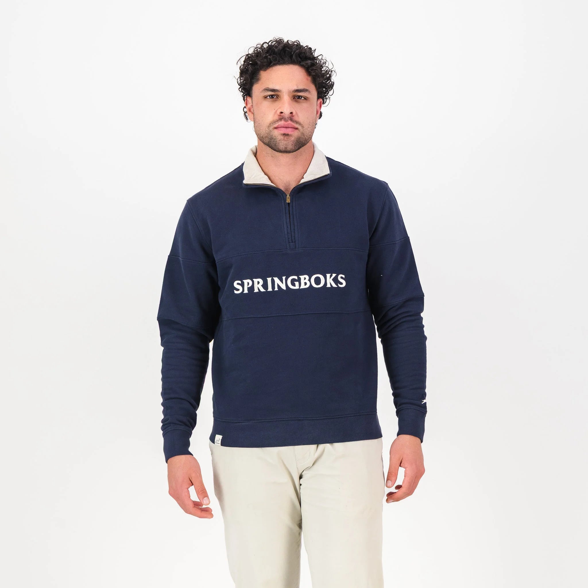 Springboks Word Quarter Zip Sweat-Navy